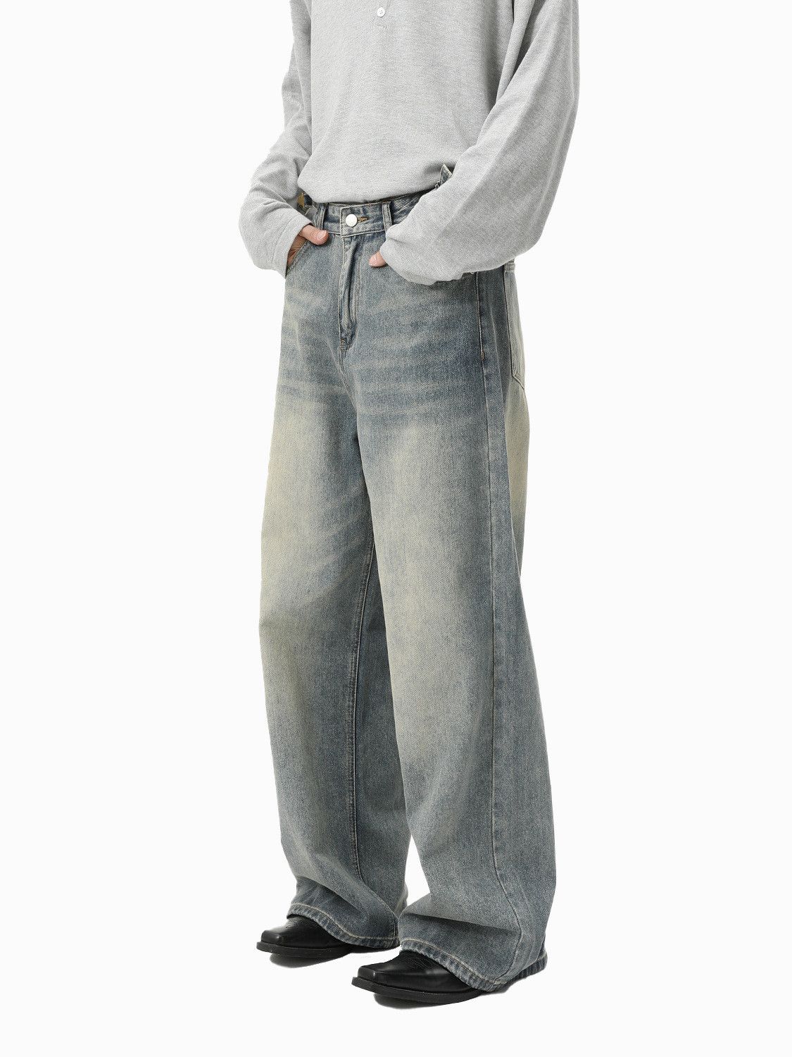 Jean Men's Stylish Distressed Loose-Fit Straight-Leg Washed Jeans Size US 32 / EU 48 - 5 Thumbnail