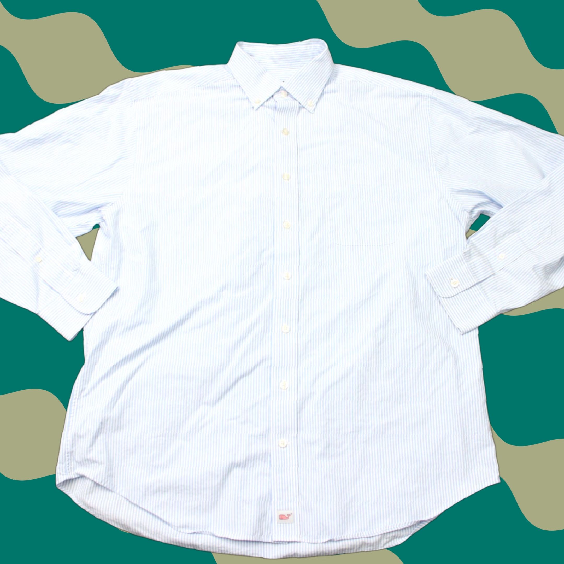 Vineyard Vines Vineyard Vines Murray Shirt Mens Large Blue/White Striped Long Sleeve Cotton Button-Up Shirt Size US L / EU 52-54 / 3 - 1 Thumbnail