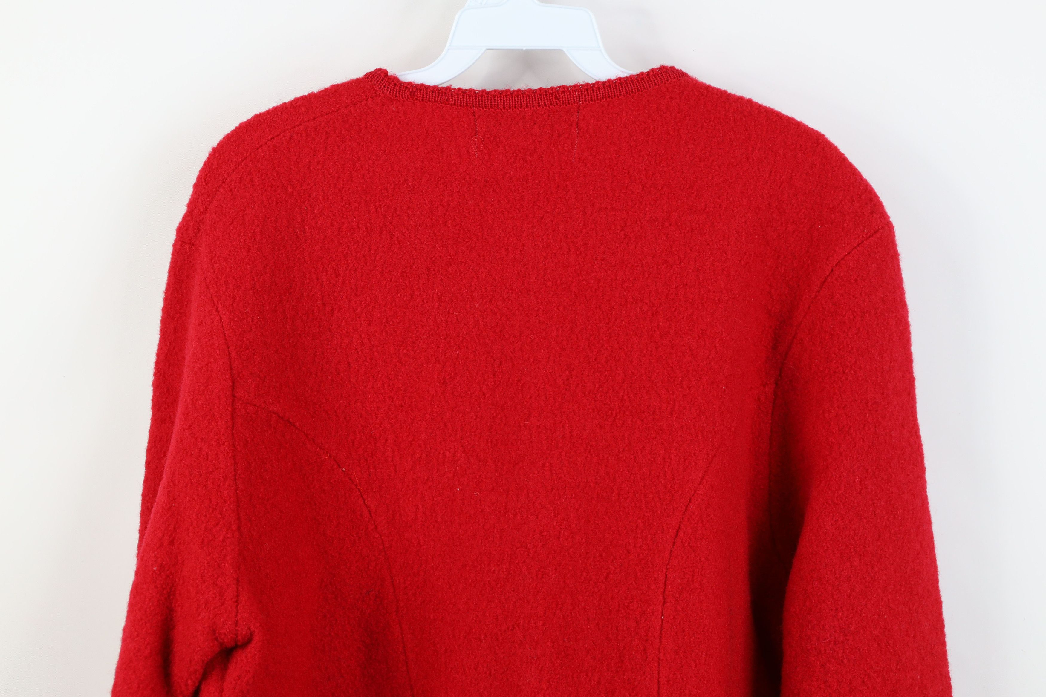Orvis Vintage 90s Orvis Boiled Wool Cardigan Sweater Red Size L / US 10 / IT 46 - 12 Thumbnail