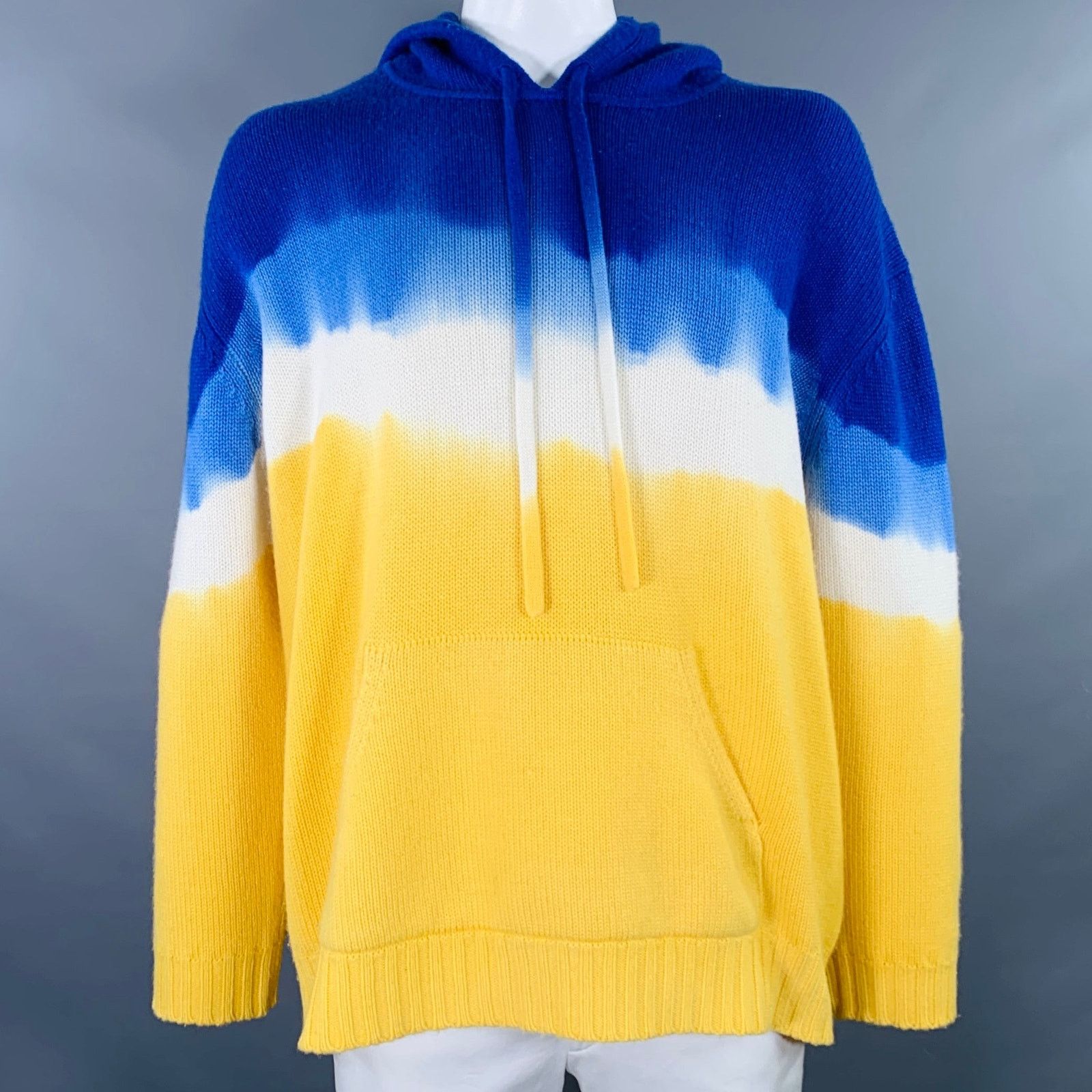 Prabal Gurung PRABAL GURUNG XL Yellow Blue Dyed Cashmere Hooded Sweater Size US XL / EU 56 / 4 - 1 Thumbnail