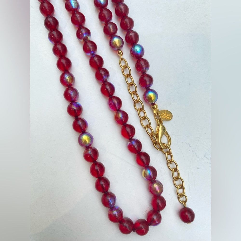 Joan Rivers Vintage JOAN RIVERS Red Iridescent Polished Glass Beads Nec Size ONE SIZE - 5 Thumbnail