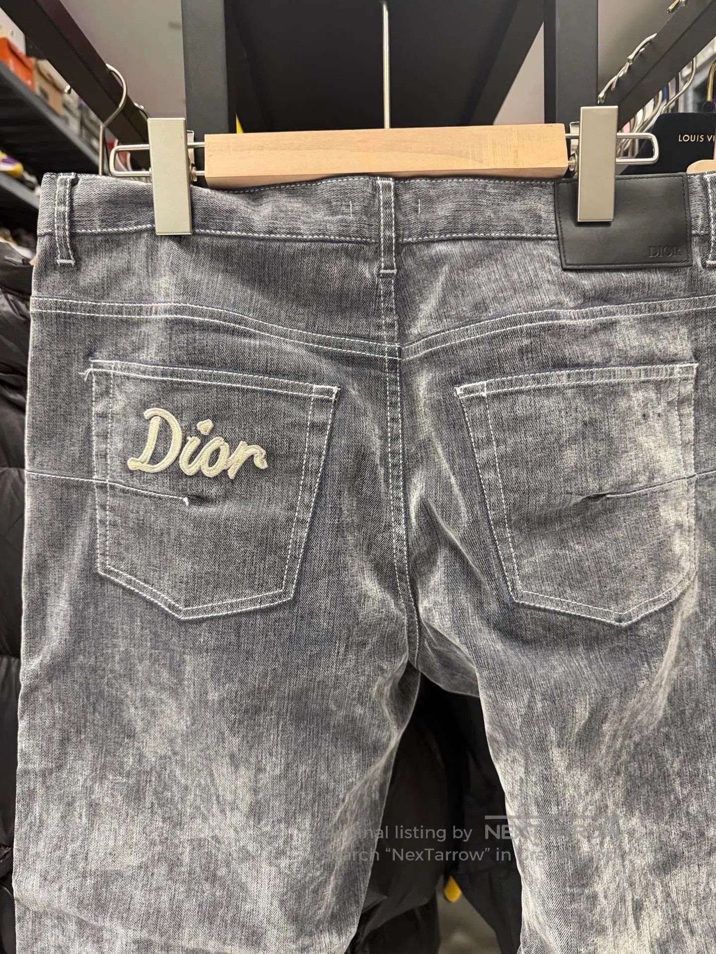 Dior Dior Gray Embroidered Logo Jeans. Size US 33 - 3 Thumbnail