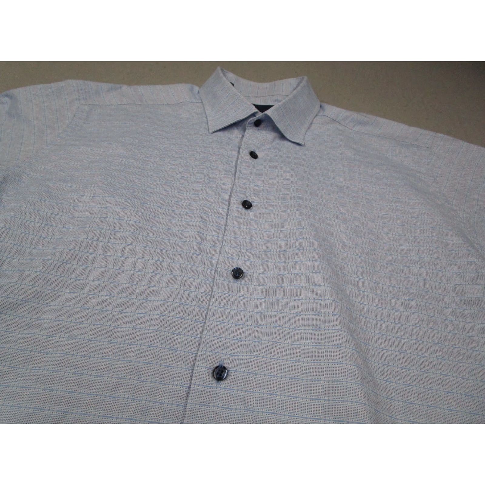 David Donahue VINTAGE David Donahue Dress Shirt Men 34 Long Sleeve Business Casual Blue Slim Fit Button Up Textured Size 34R - 2 Thumbnail