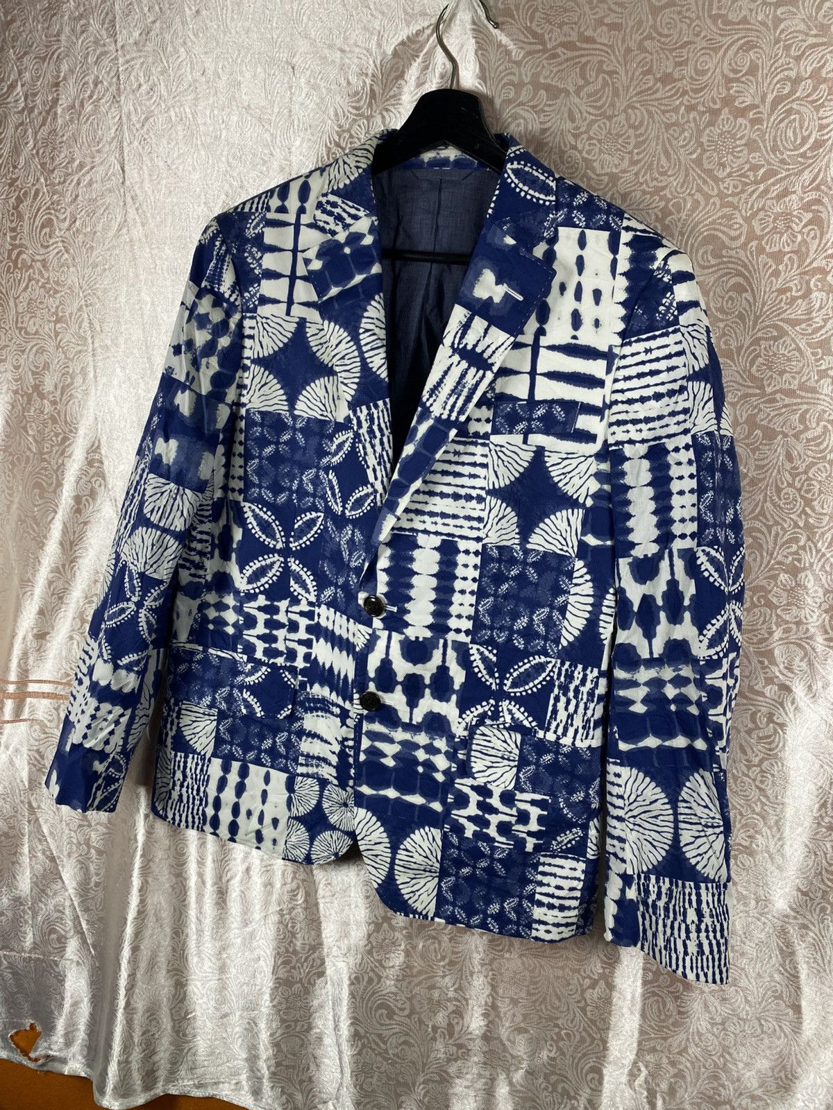 Lands' End Lands’ End Indigo Patchwork Blazer Classic Blue White Size US M / EU 48-50 / 2 - 4 Thumbnail