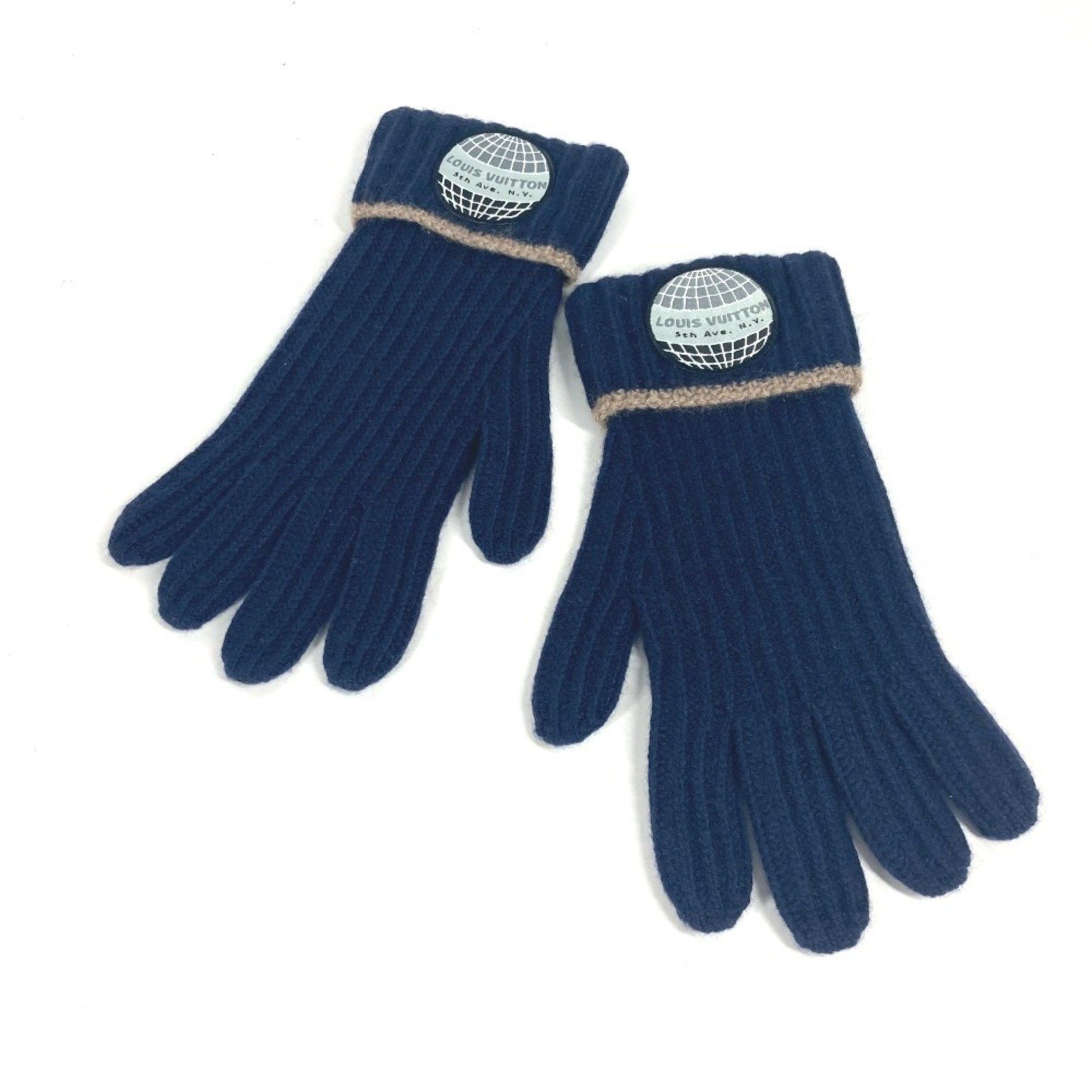 Louis Vuitton Patch Gloves Cashmere Men's Navy
