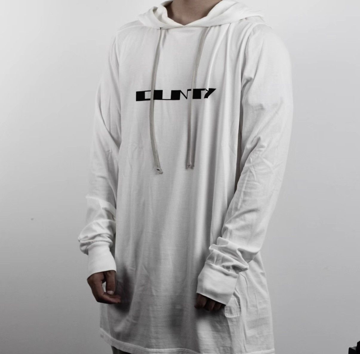 Rick Owens Rick Owens DRKSHDW White Drawstring Printed Hoodie Size US L / EU 52-54 / 3 - 7 Thumbnail
