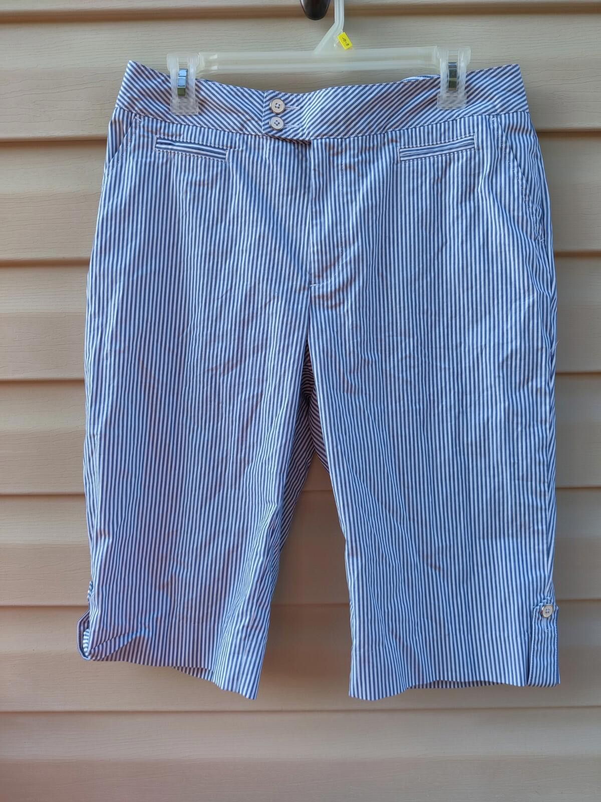 Bobby Jones Bobby Jones Shorts Womens Size 10 White Blue Pinstripe Cotto Size 32" / US 10 / IT 46 - 7 Thumbnail