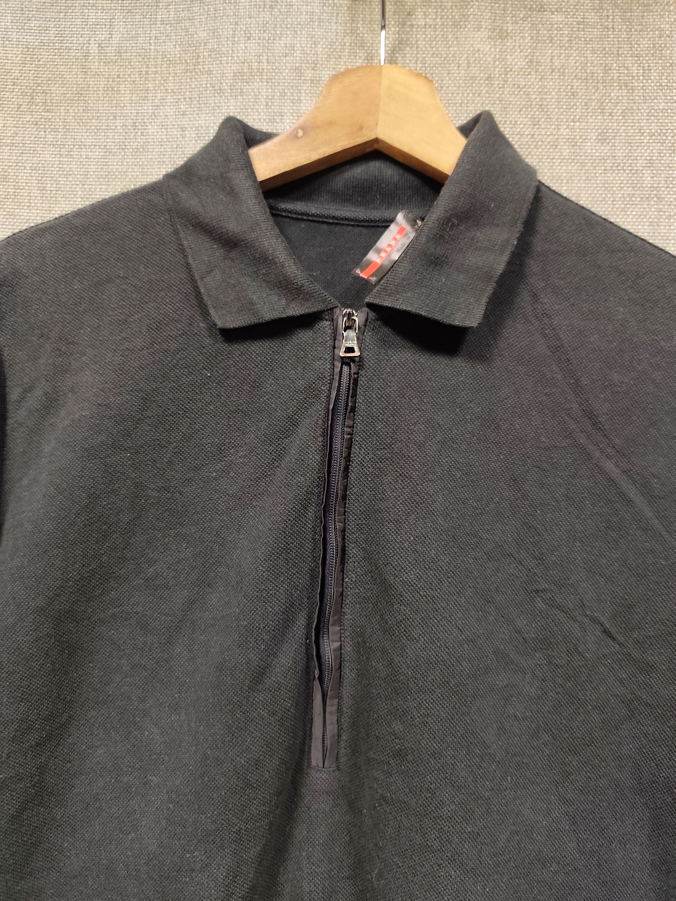 Prada Vintage Prada Zip Pocket Red Tab Half Zip Polo Shirt Size US M / EU 48-50 / 2 - 5 Thumbnail