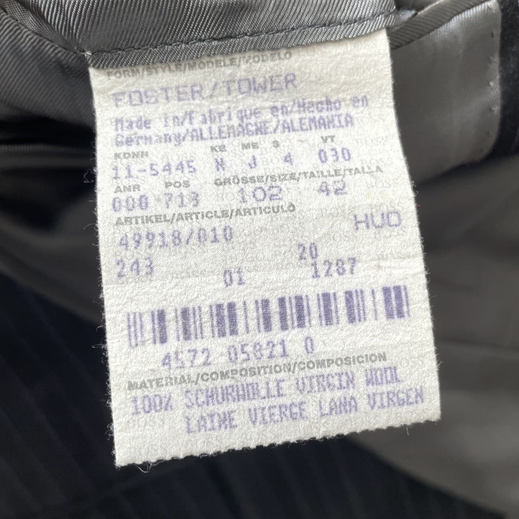 Hugo Boss VINTAGE Hugo Boss Blazer Mens 42L Gray Pinstripe Wool 3-Button Single-Breasted Notch Lapel Long Coat Jacket Front Jacket Size 42R - 5 Thumbnail