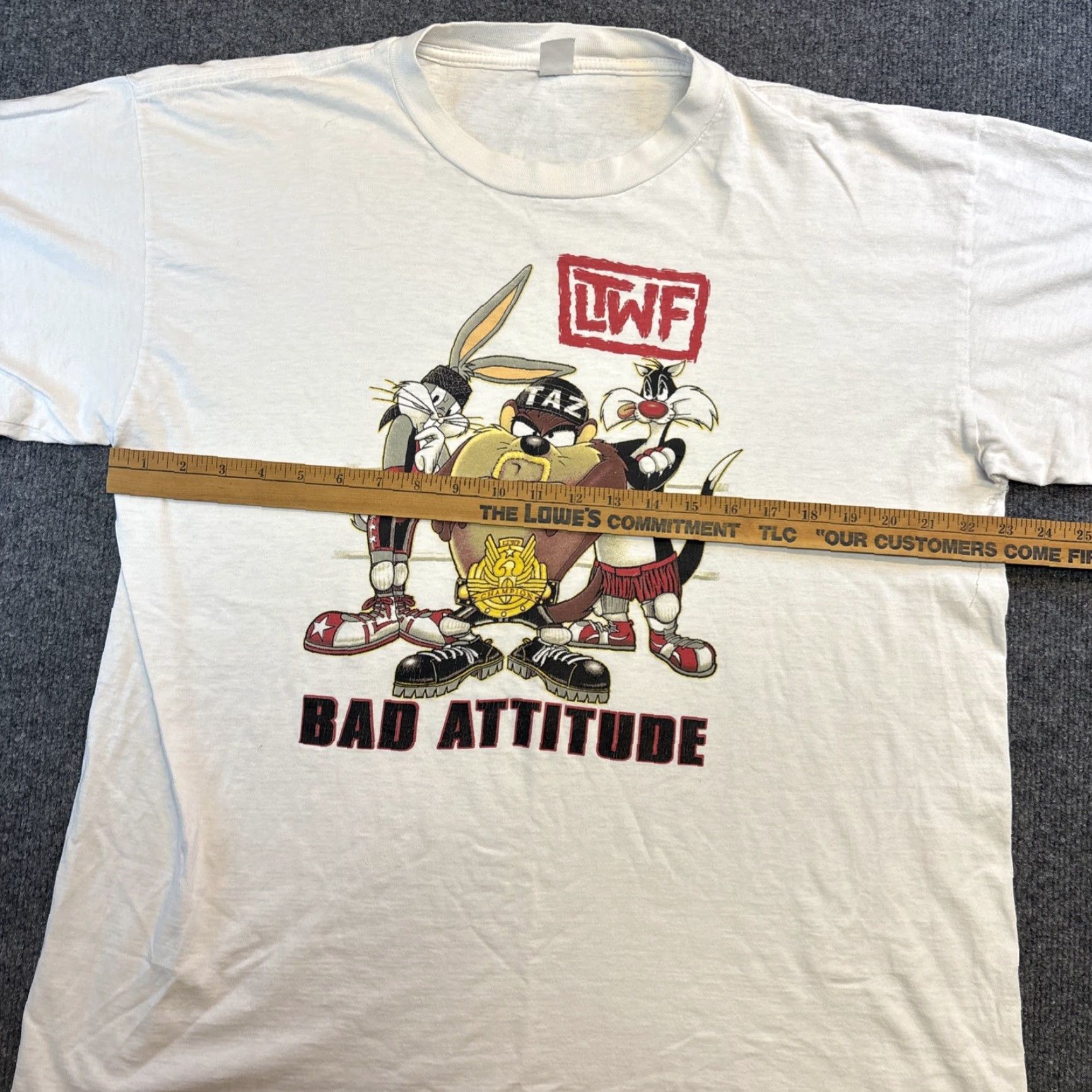 Vintage VINTAGE Looney Tunes Taz Bugs Bunny Bad Attitude T Shirt LTWF 90s 1990s White XL Men Size US XL / EU 56 / 4 - 4 Thumbnail