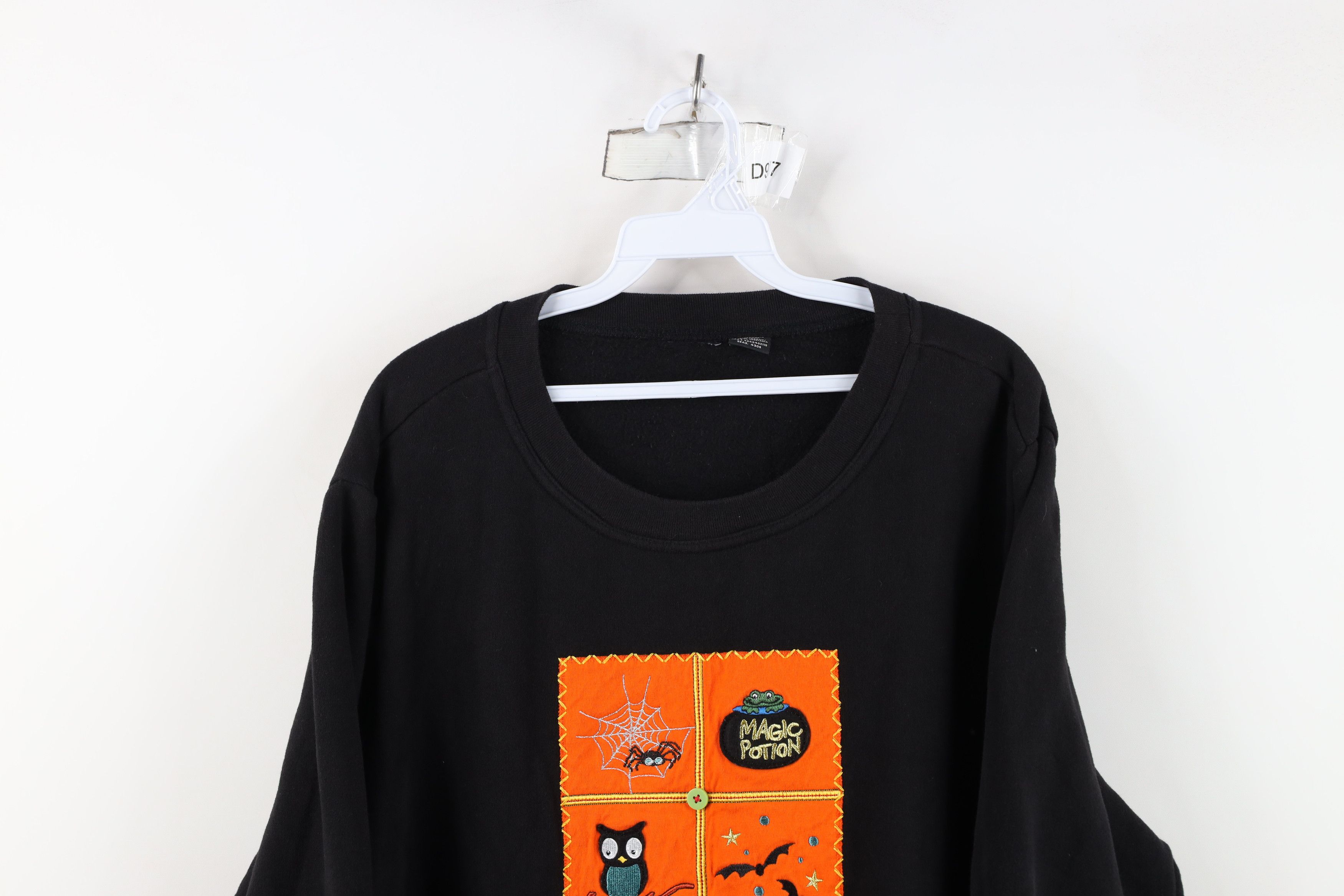 Vintage Vintage 90s Streetwear Halloween Witch Owl Bat Sweatshirt Size XXL / US 16-18 / IT 52-54 - 2 Thumbnail