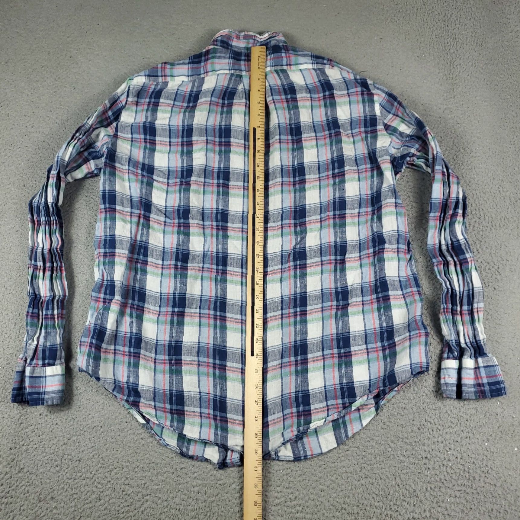 Vineyard Vines Vineyard Vines Shirt Mens XL Blue Plaid Linen Slim Fit Button-Up Long Sleeve Size US XL / EU 56 / 4 - 4 Thumbnail