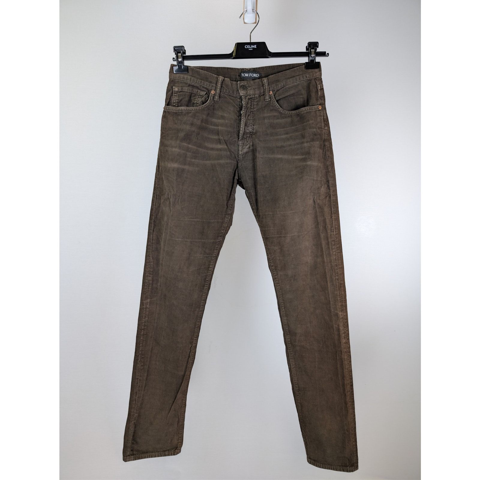 Tom Ford o1rshd1 CC20 slim-fit selvedge denim jeans in a brown/taupe Size US 33 - 2 Thumbnail