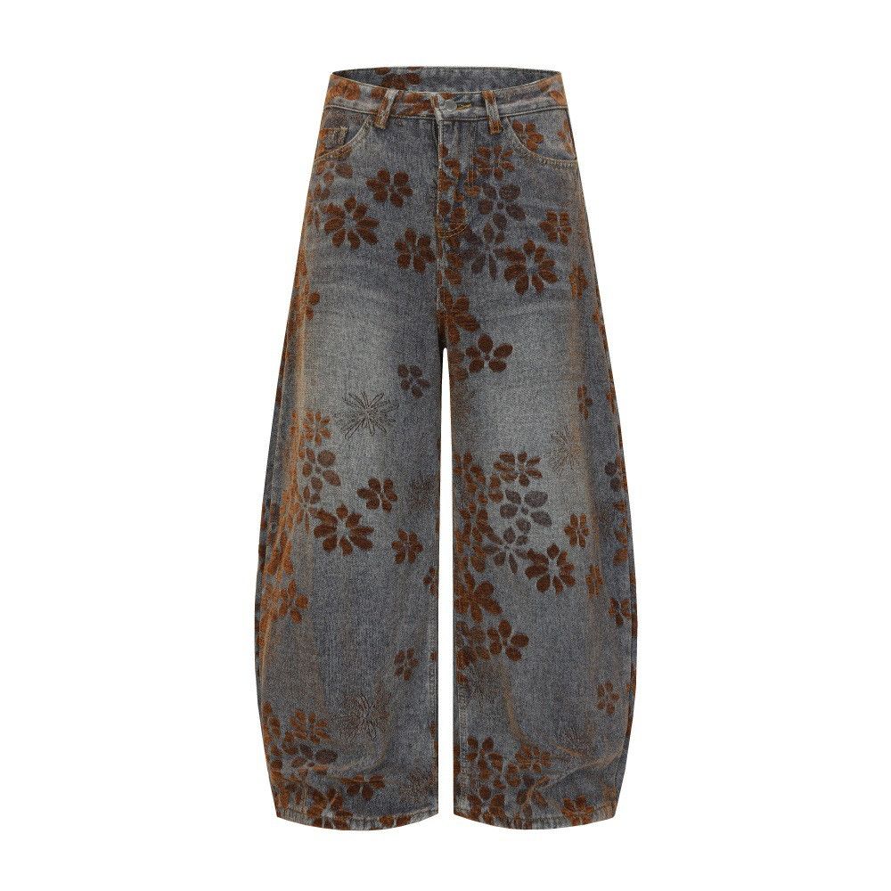 Vintage Men's vintage floral embroidered washed distressed jeans Size US 32 / EU 48 - 1 Thumbnail