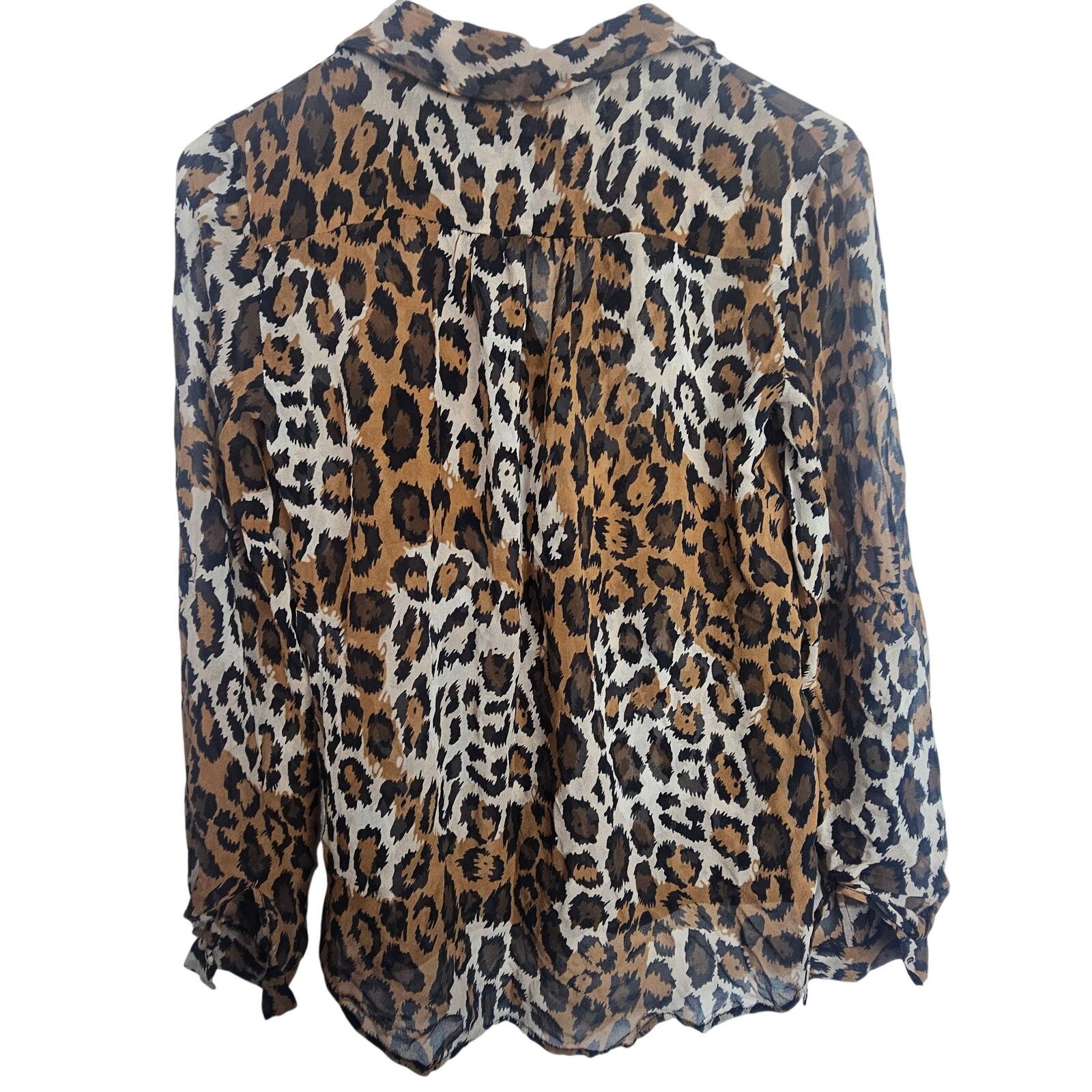 Diane von Furstenberg DIane Von Furstenberg DVF Women Silk Sheer Leopard Print Top Size XS / US 0-2 / IT 36-38 - 10 Thumbnail