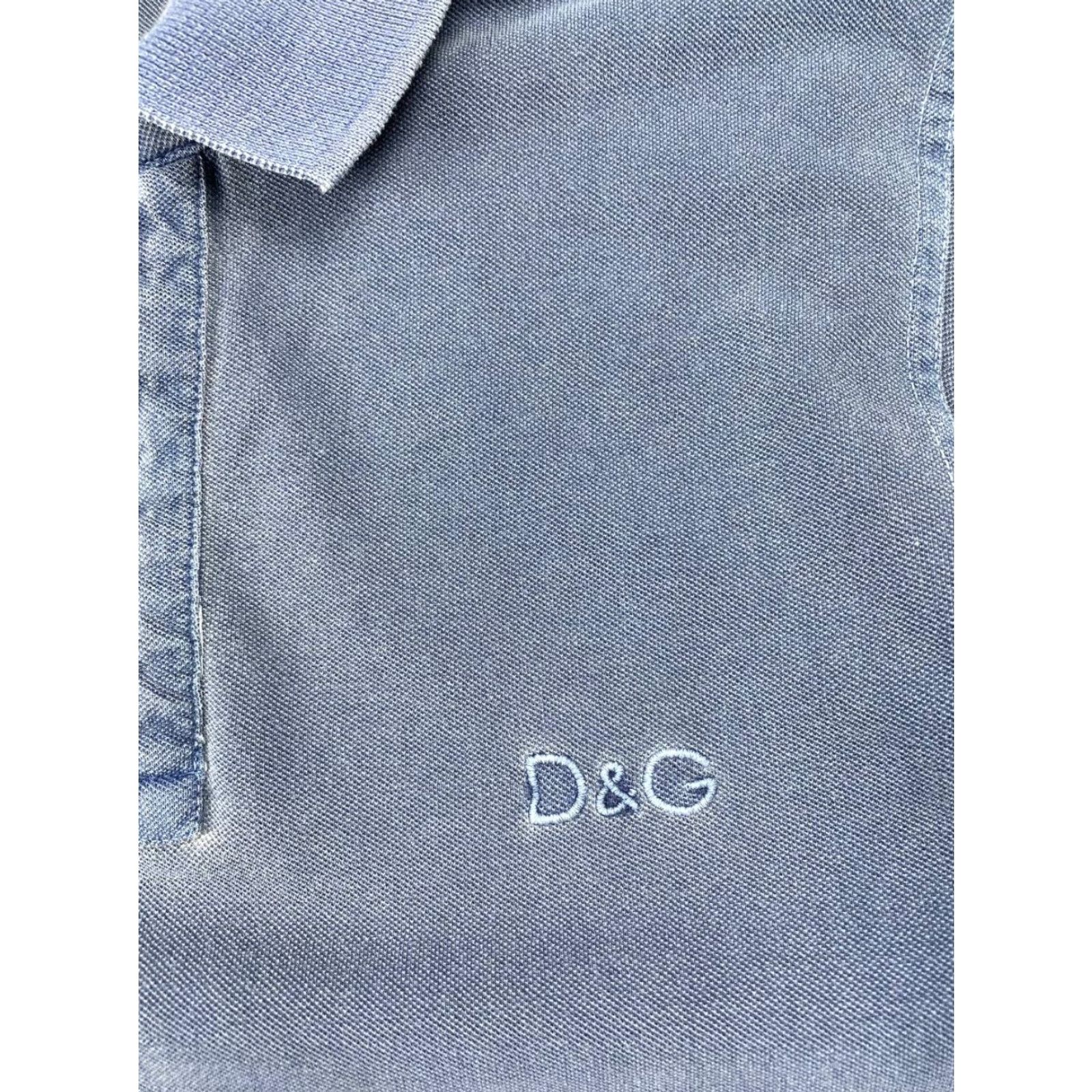 Dolce & Gabbana Dolce&Gabbana Polo Shirt Men M Blue Cotton Solid Logo Short Sleeve Size US M / EU 48-50 / 2 - 3 Thumbnail