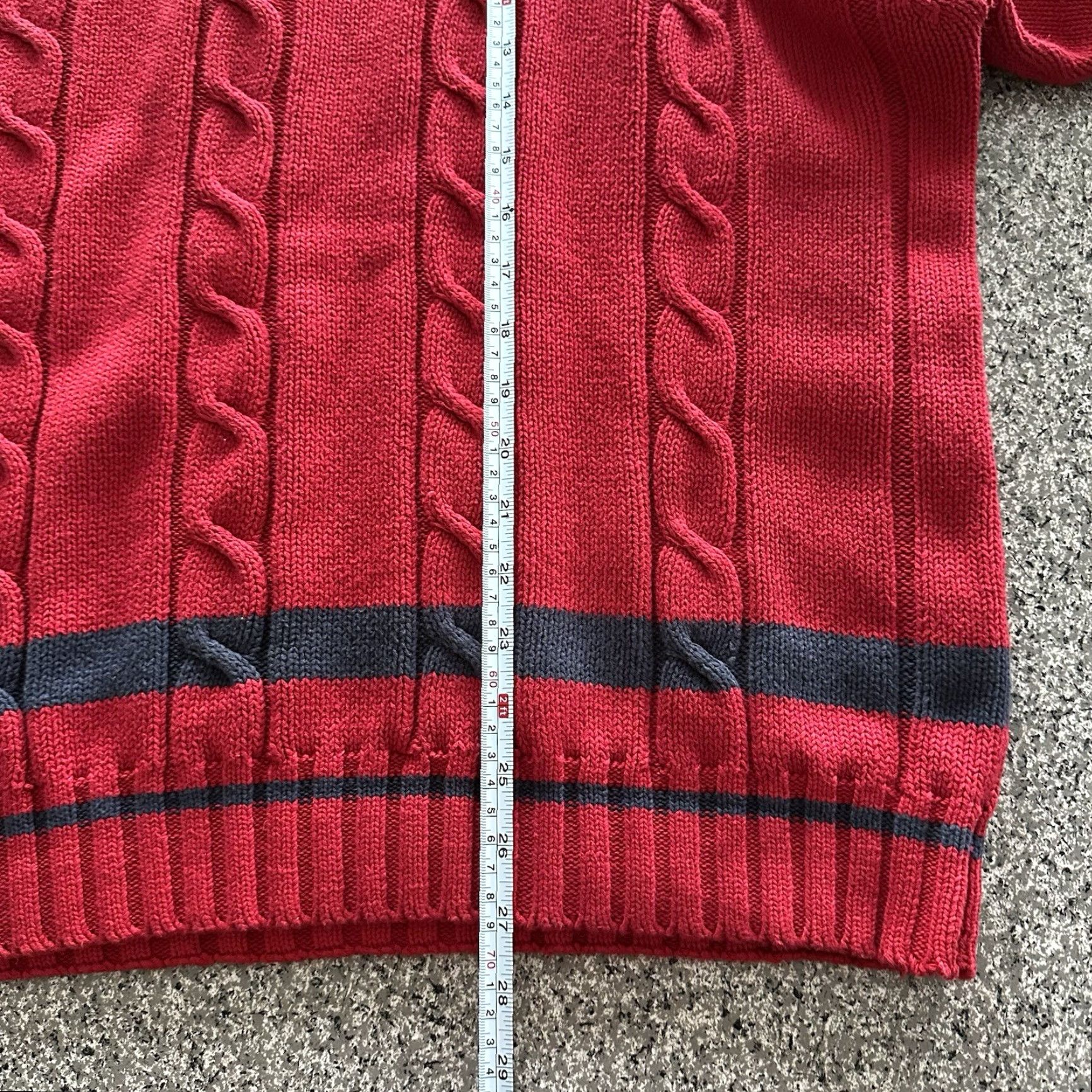 Gap VINTAGE Gap V-Neck Cable-Knit Sweater Men XL Red Size US XL / EU 56 / 4 - 6 Thumbnail