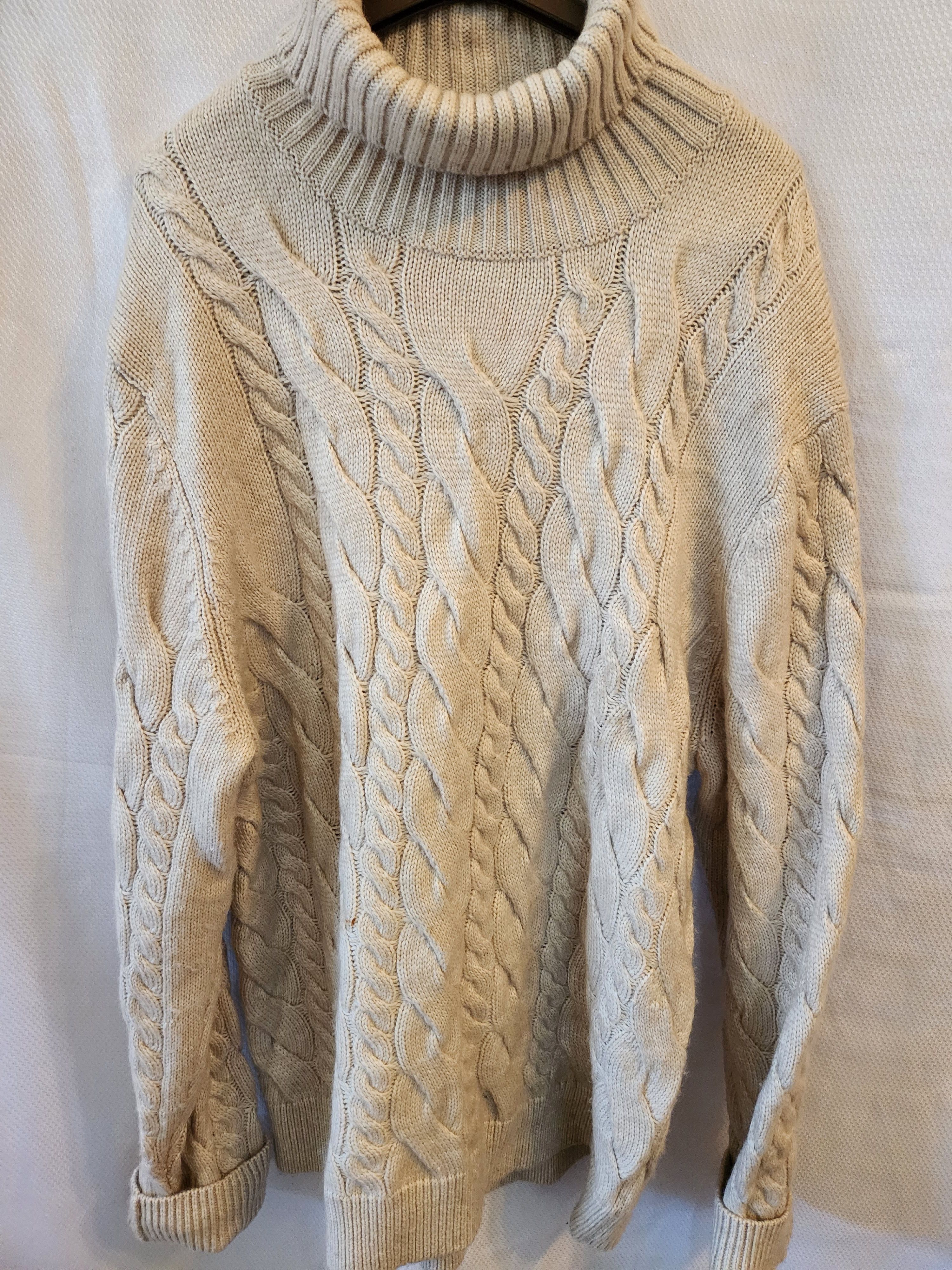 Express Unisex Cable Knit Wool Blend Oversize Turtleneck Sweater Size US XL / EU 56 / 4 - 1 Thumbnail