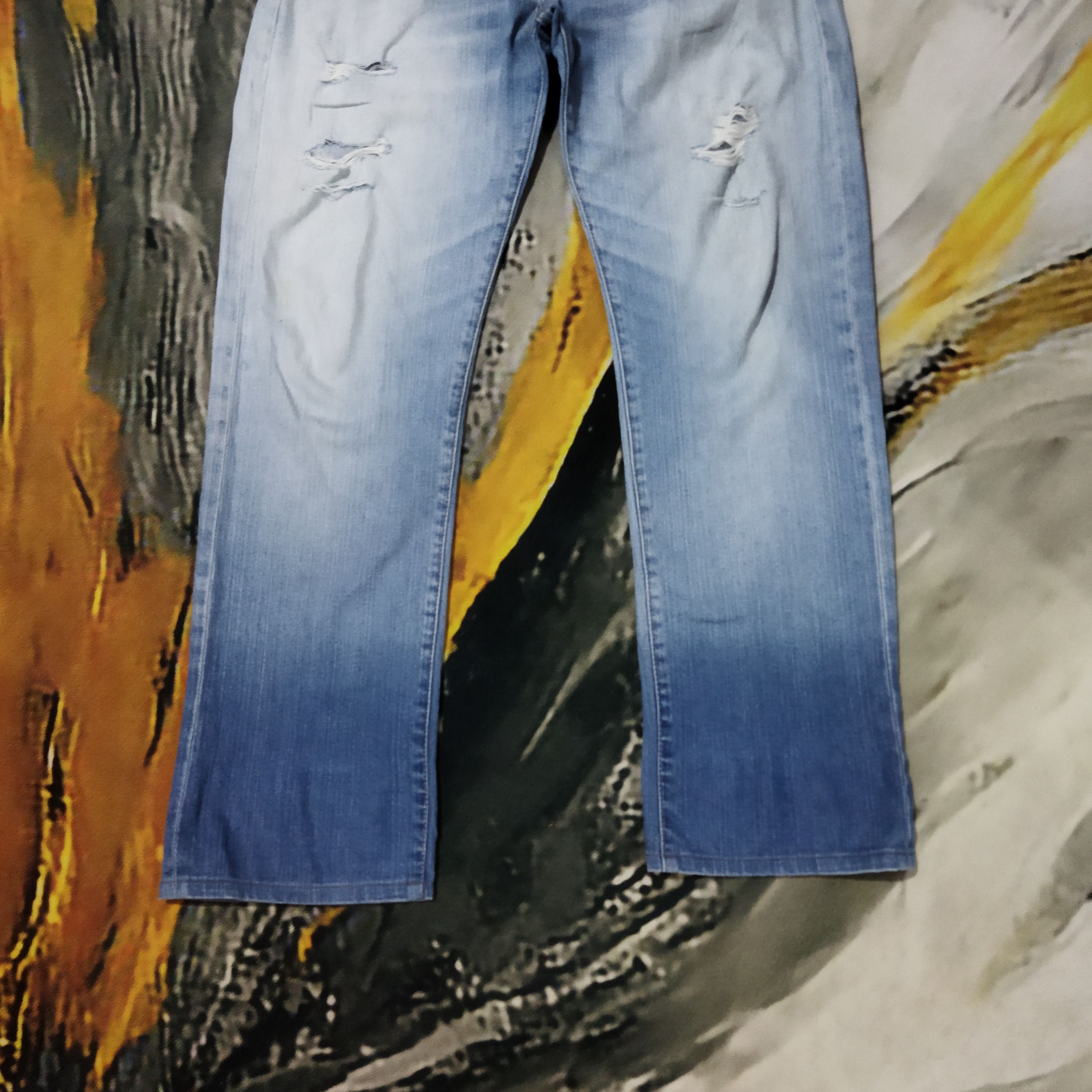 Japanese Brand G/DENIM DISTRESSED FADED BLUE JEANS PANTS Size US 34 / EU 50 - 3 Thumbnail
