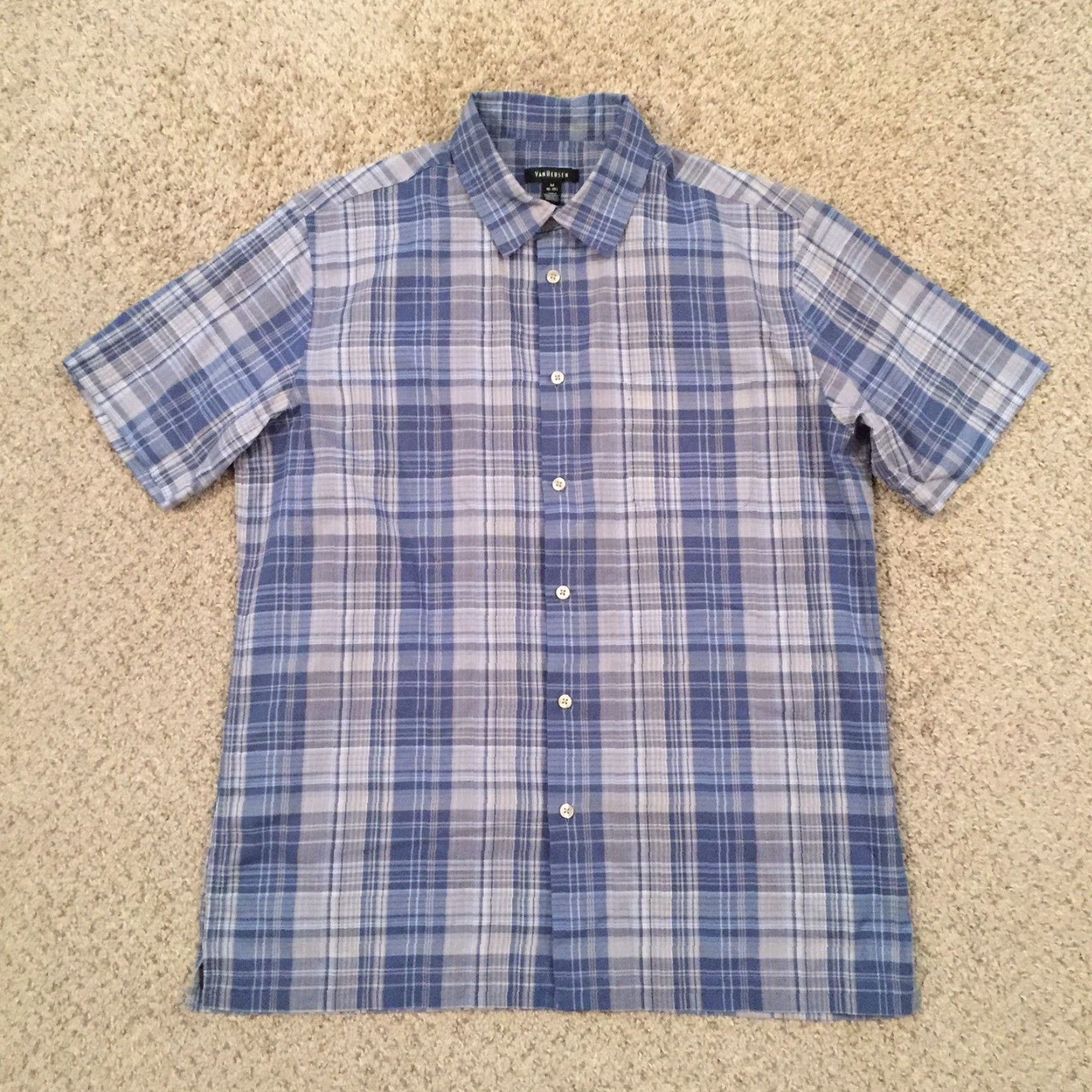 Van Heusen Van Heusen Shirt Mens 15.5 Blue Plaid Short Sleeve Button Up Size US L / EU 52-54 / 3 - 2 Thumbnail