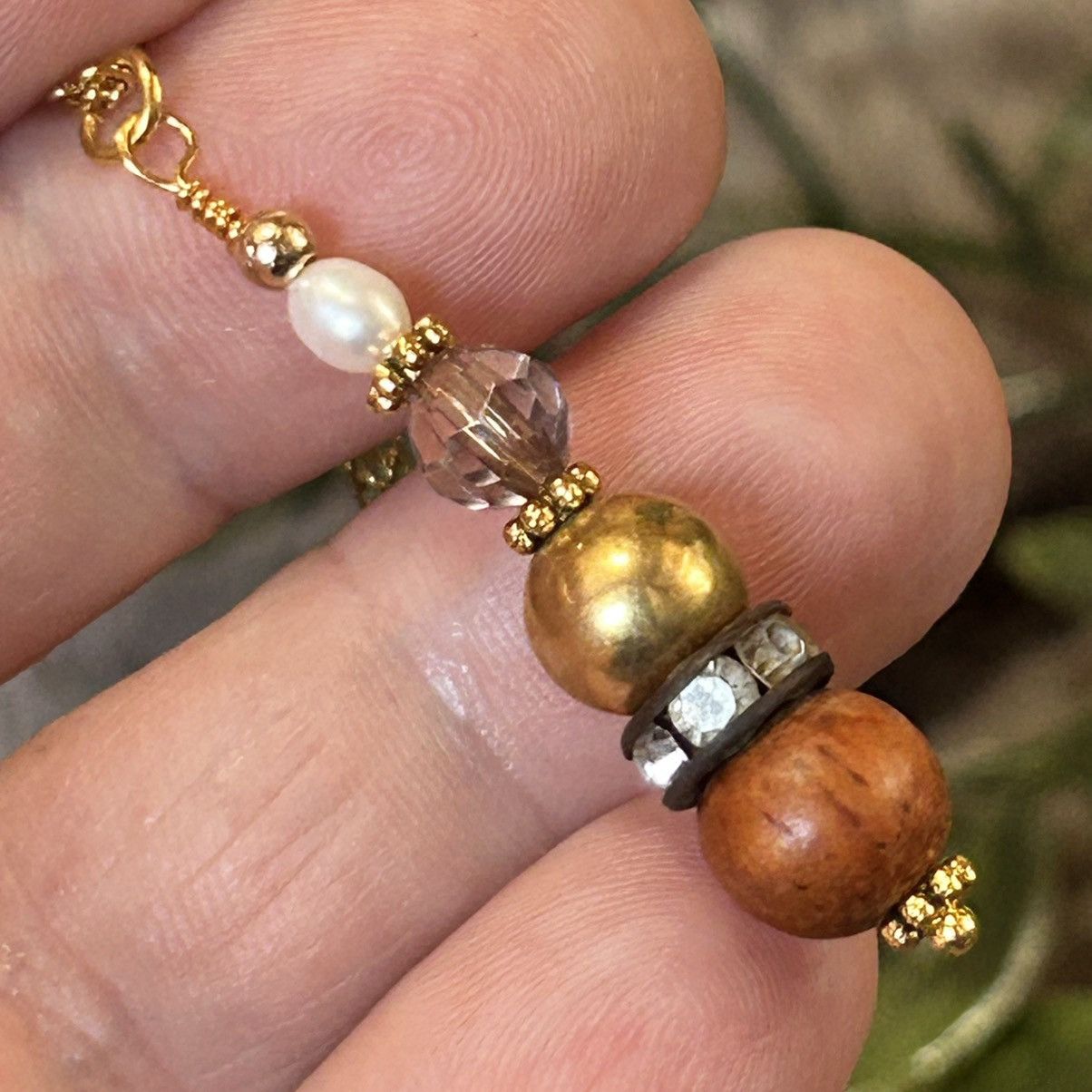 Handmade Handcrafted vintage bead drop pendant on chain necklace Size ONE SIZE - 1 Thumbnail