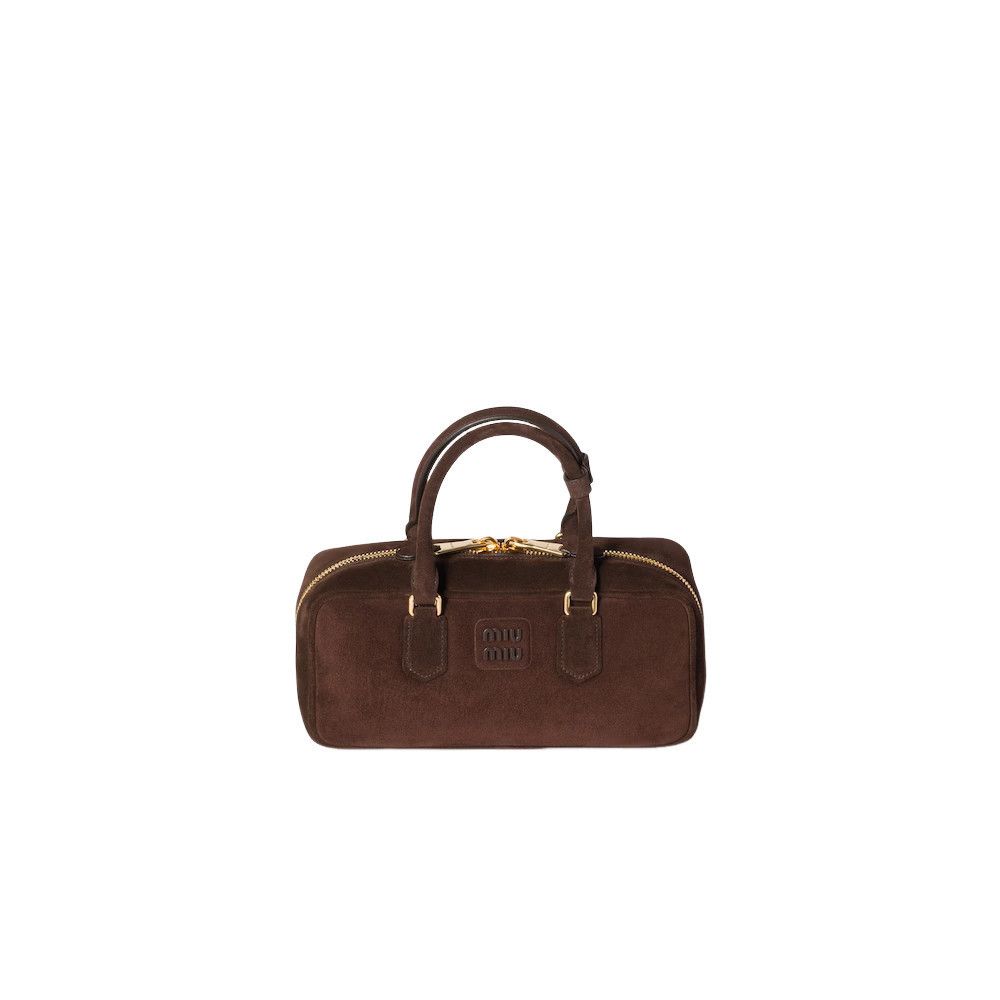 MIU MIU Arcadie Large $3700 Dark Brown Suede Top Handle Bag
