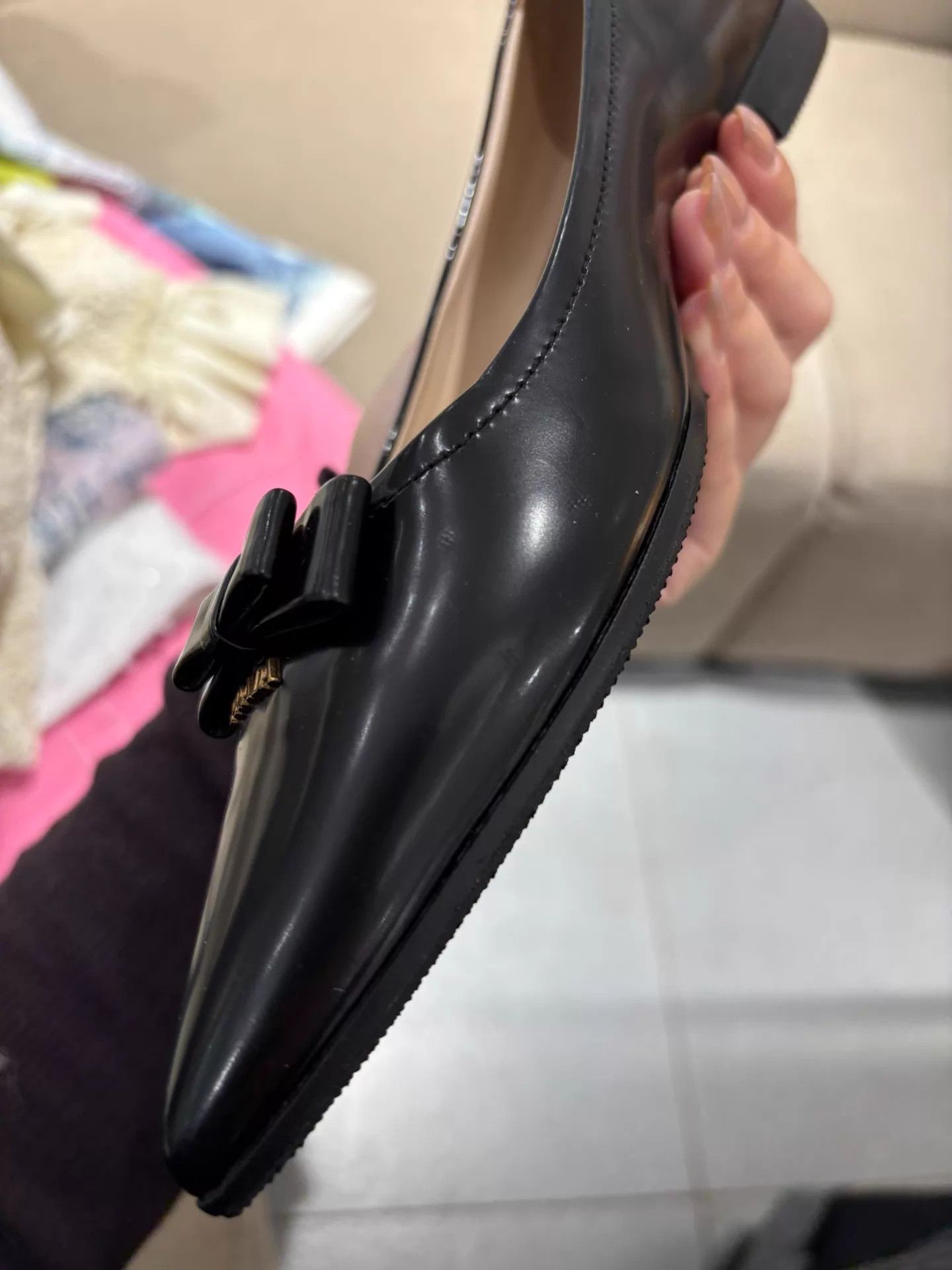 Prada Prada Black Pointed Toe Bow Slip-On 36 Size US 5.5 / IT 35.5 - 7 Thumbnail