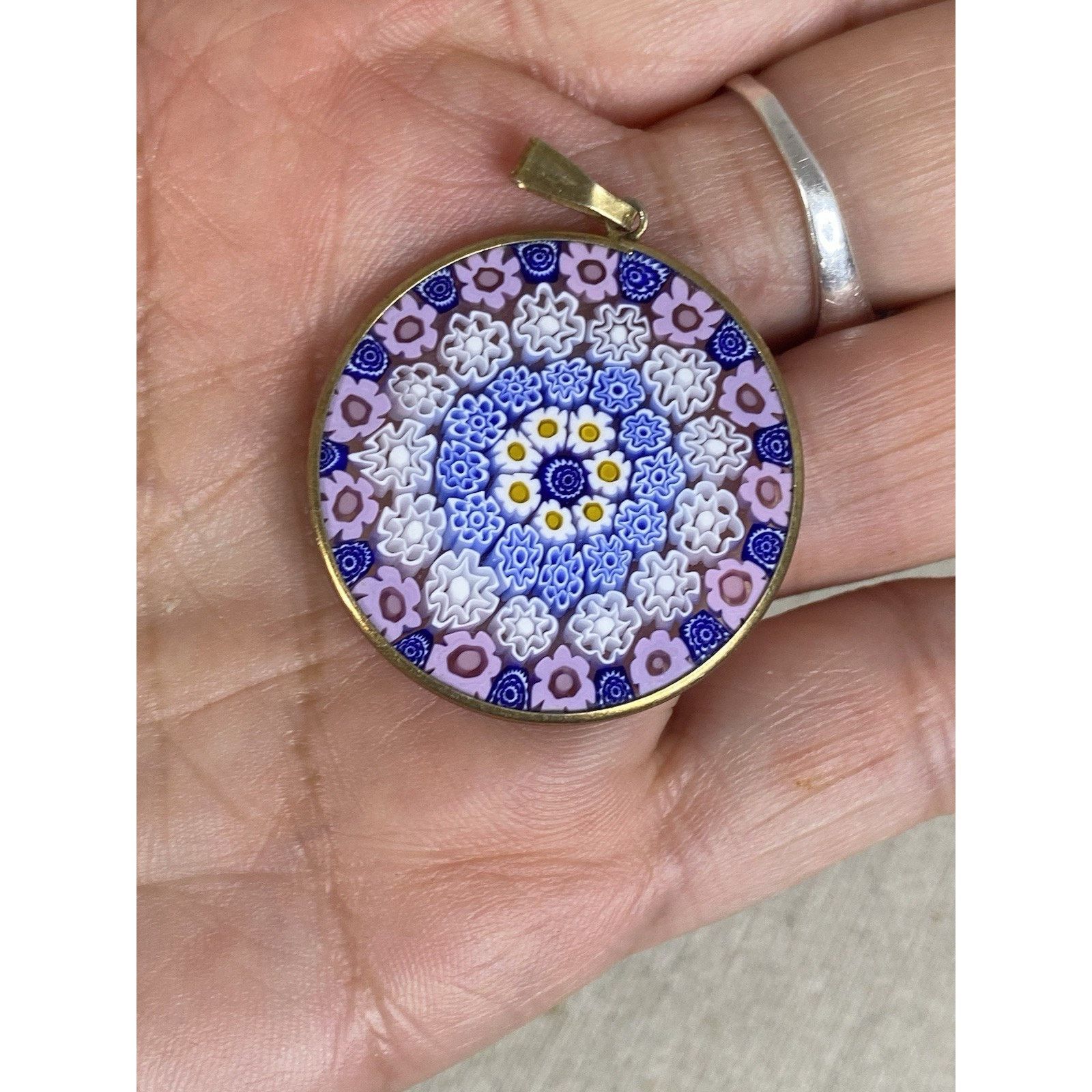 Vintage Vintage Marked 800 Silver Gold Vermeil Millefiori Pendant Size ONE SIZE - 1 Thumbnail