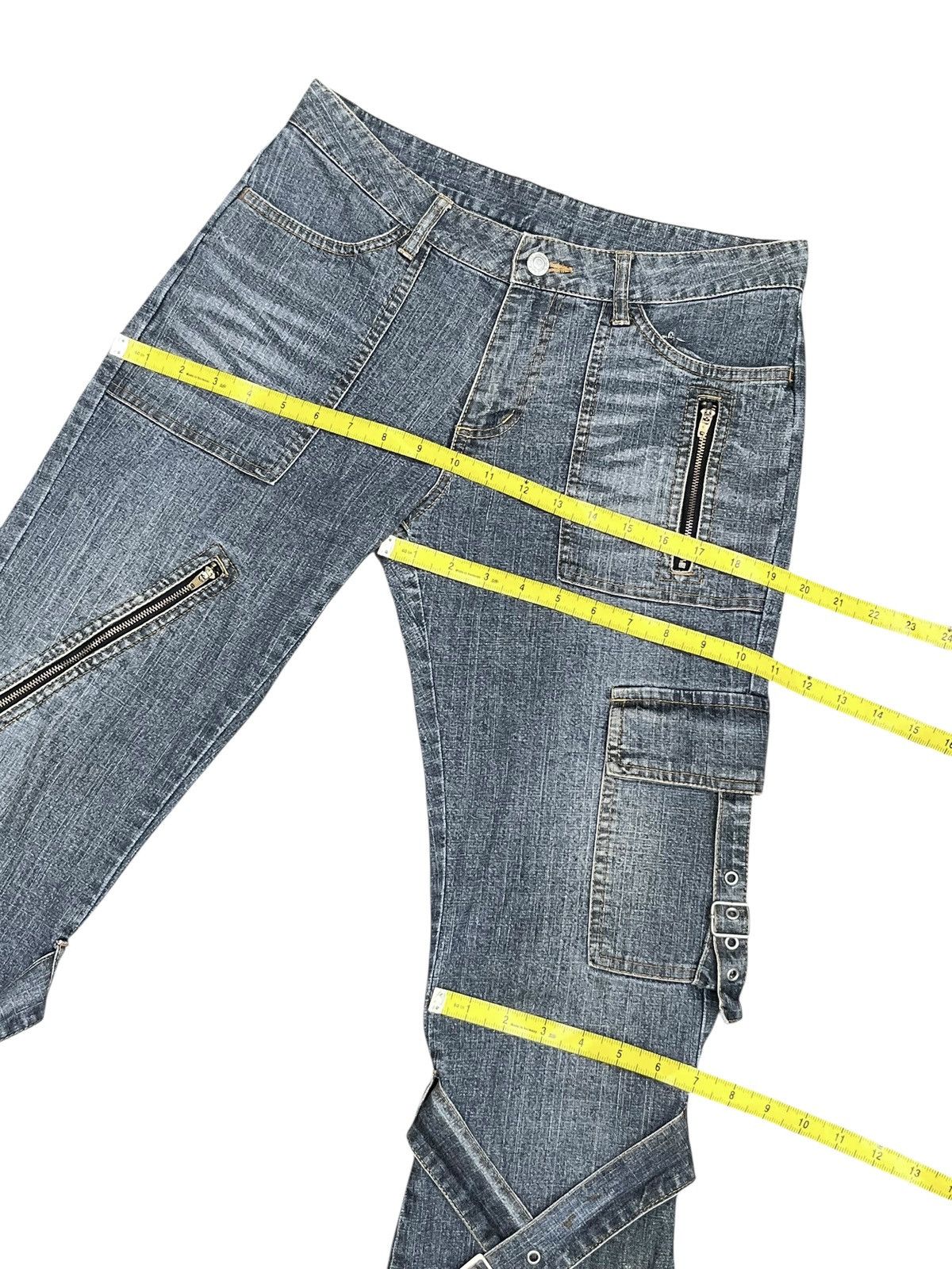 Fragment Design Vintage PLAYCHESS Japan Grunge Cross Bondage Flare Denim Size 29" - 15 Thumbnail