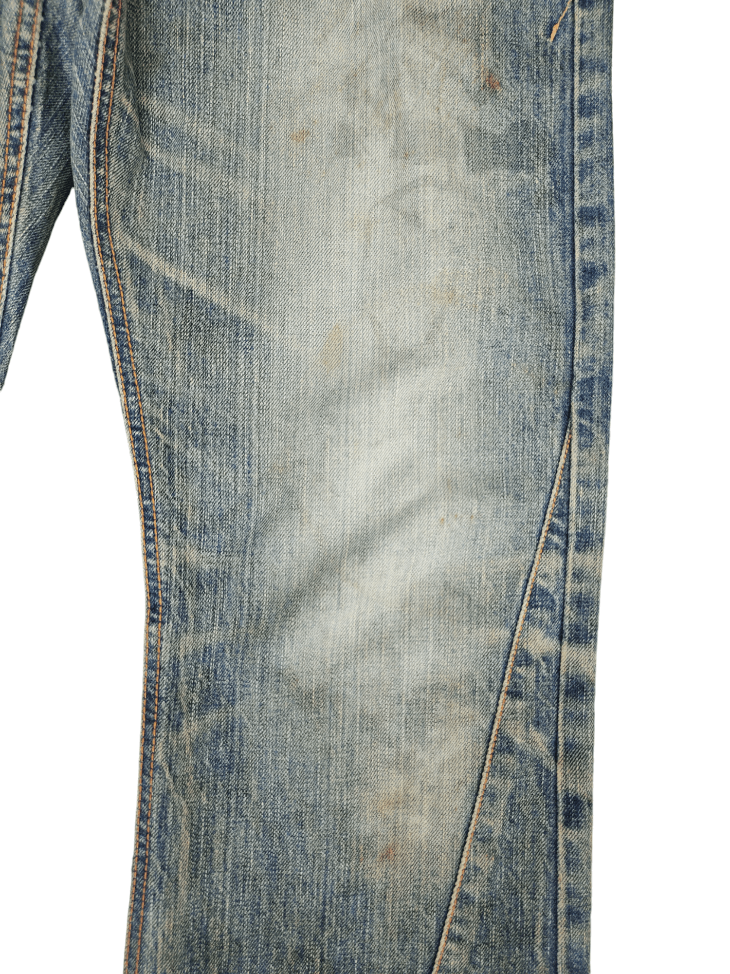Le Grande Bleu (L.G.B.) Flare Jeans Edwin Buckle Back Distress Faded Boot Cut Y2k Size US 32 / EU 48 - 6 Thumbnail