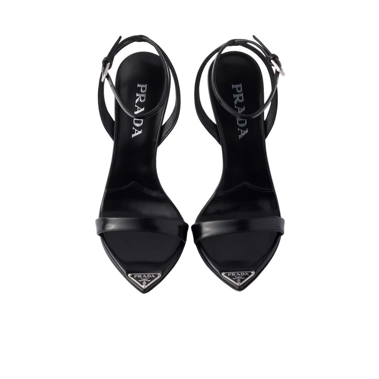 Prada PRADA $1250 Black 100mm Brushed Leather Sandals New & Authen Size US 8 / IT 38 - 3 Thumbnail