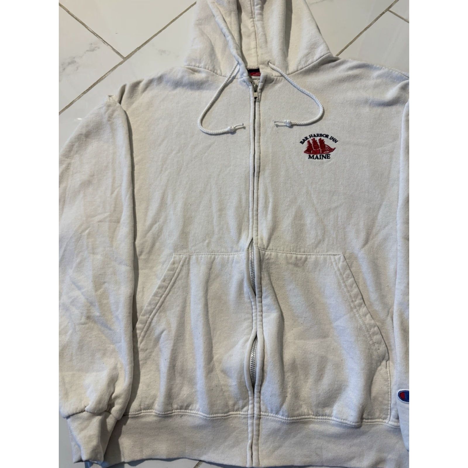 Champion VINTAGE Champion Hoodie Sweatshirt Full Zip White XL Bar Harbor Maine Men Size US XL / EU 56 / 4 - 5 Thumbnail