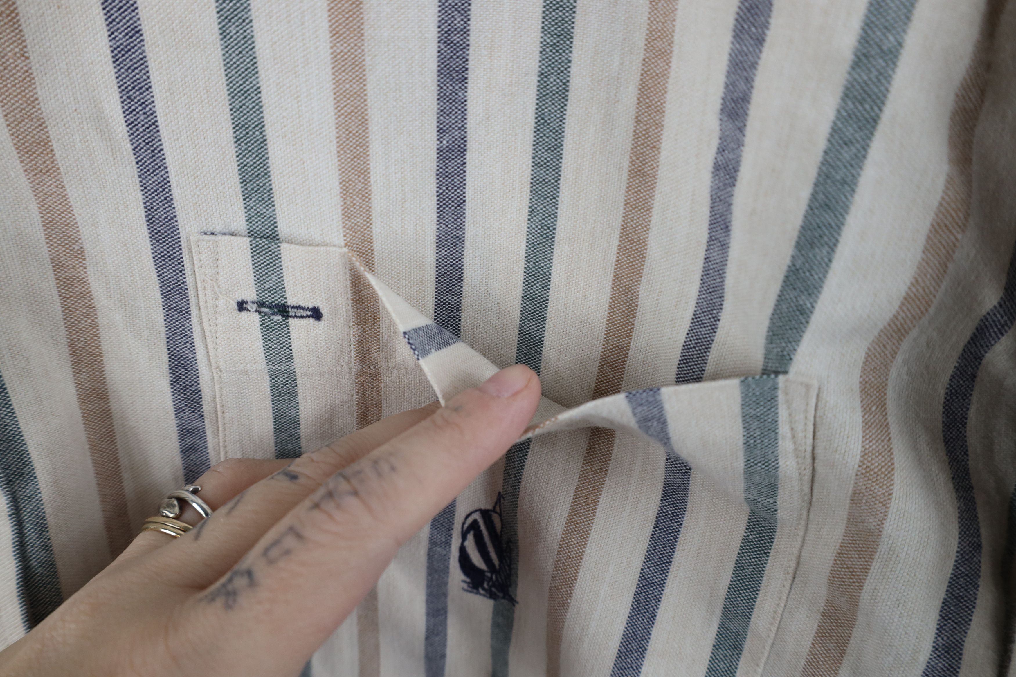 Nautica Vintage 90s Nautica Striped Band Collar Button Shirt Cotton Size US XL / EU 56 / 4 - 5 Thumbnail