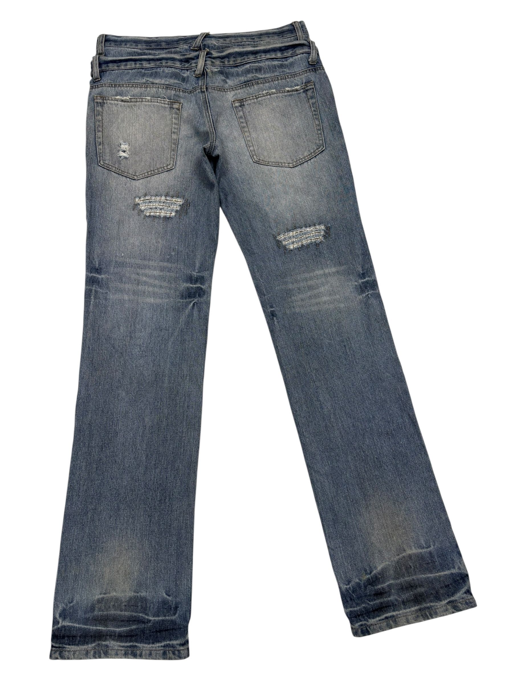Tornado Mart ZEROSAIL Punk Double Waist Distressed Denim Jeans Size US 33 - 4 Thumbnail