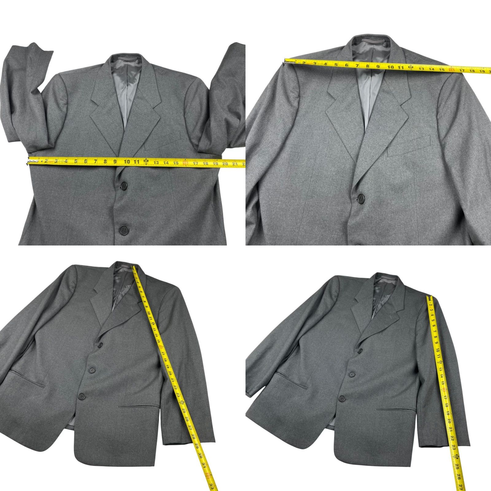 Armani Armani Collezioni Blazer Men Wool Flannel 3-Button Gray 40S US Short Three-Button Notch Lapel Made in Italy Mens Size 40R - 8 Thumbnail