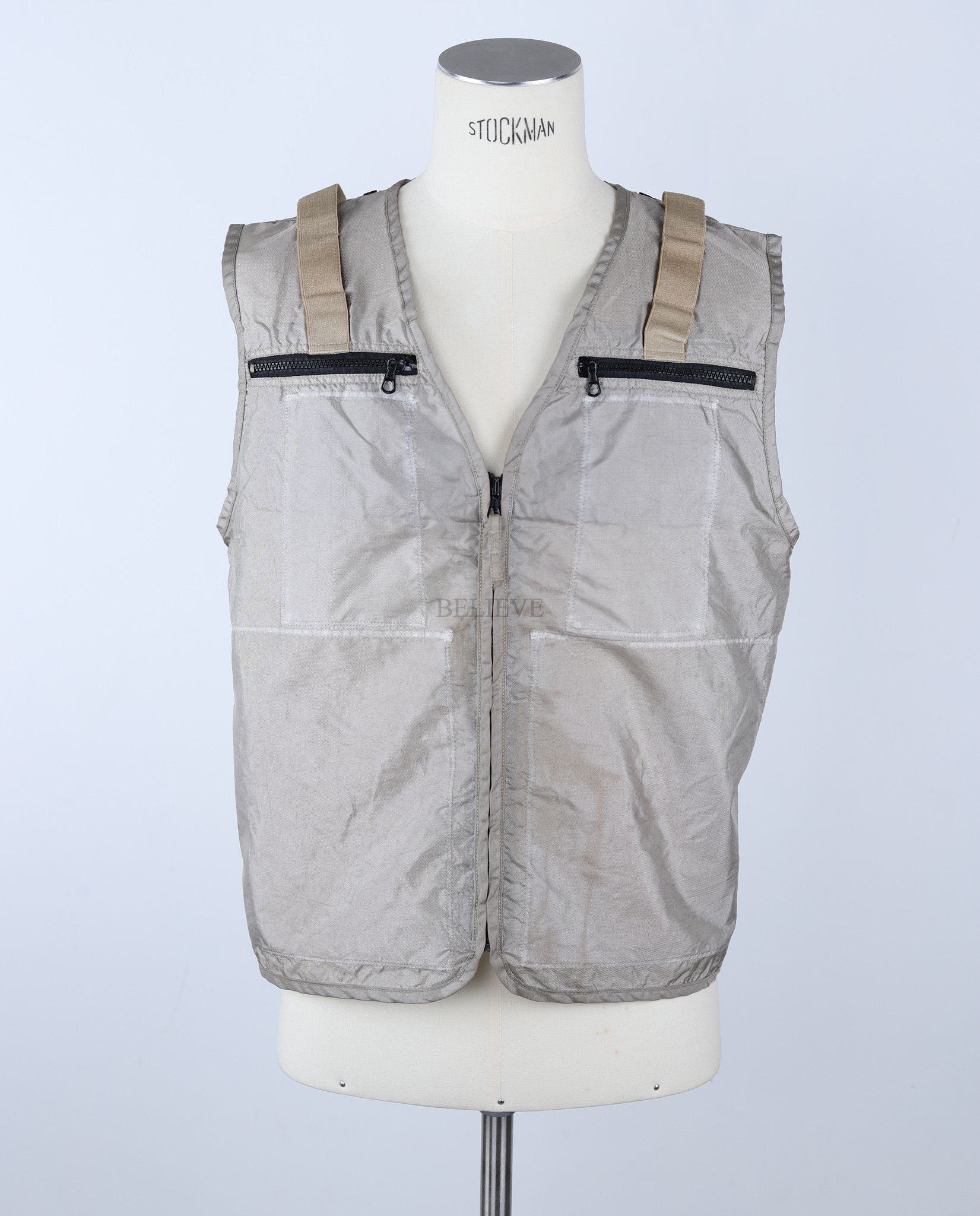 image of Stone Island Vest Vintage Massimo Osti 376 in Grey, Men's (Size Large)