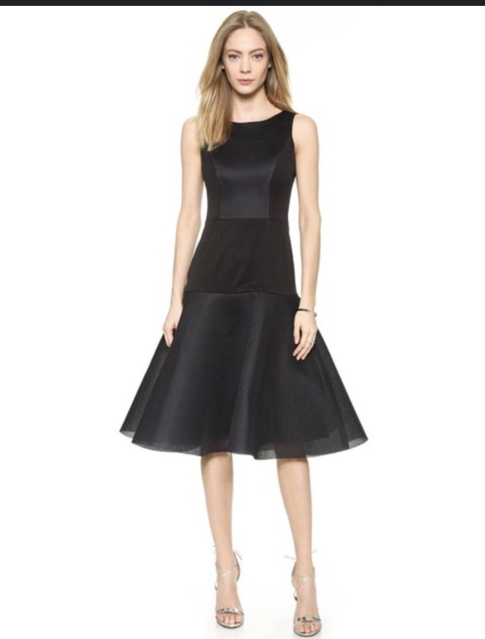 Black Halo BLACK HALO Sleeveless Mesh Hem Fit Midi Dress ) Size S / US 4 / IT 40 - 1 Thumbnail