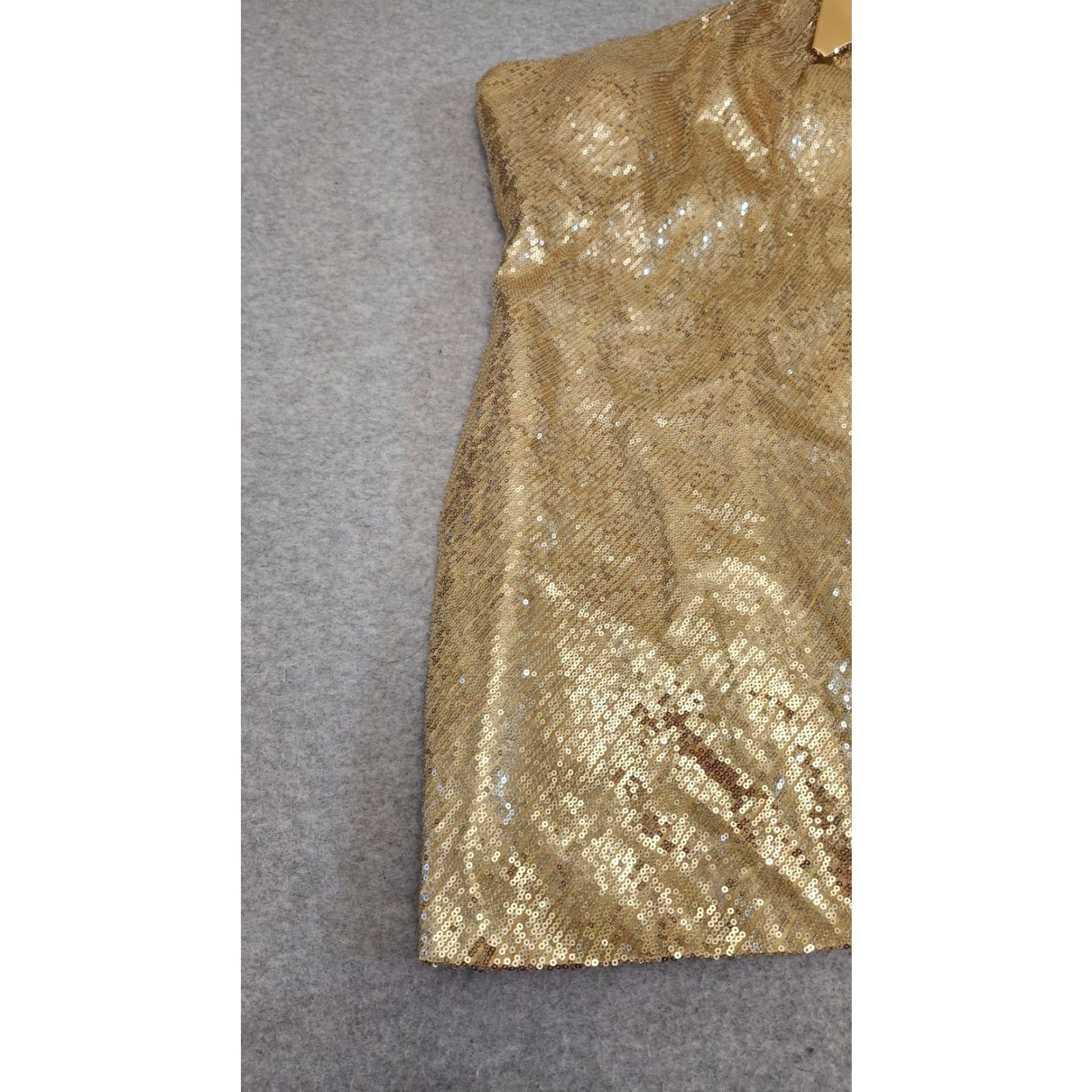 Vintage Vtg Scala Dress Womens 10 Gold Sequin One Shoulder Silk Cocktail Party Mini Dress Size L / US 10 / IT 46 - 5 Thumbnail