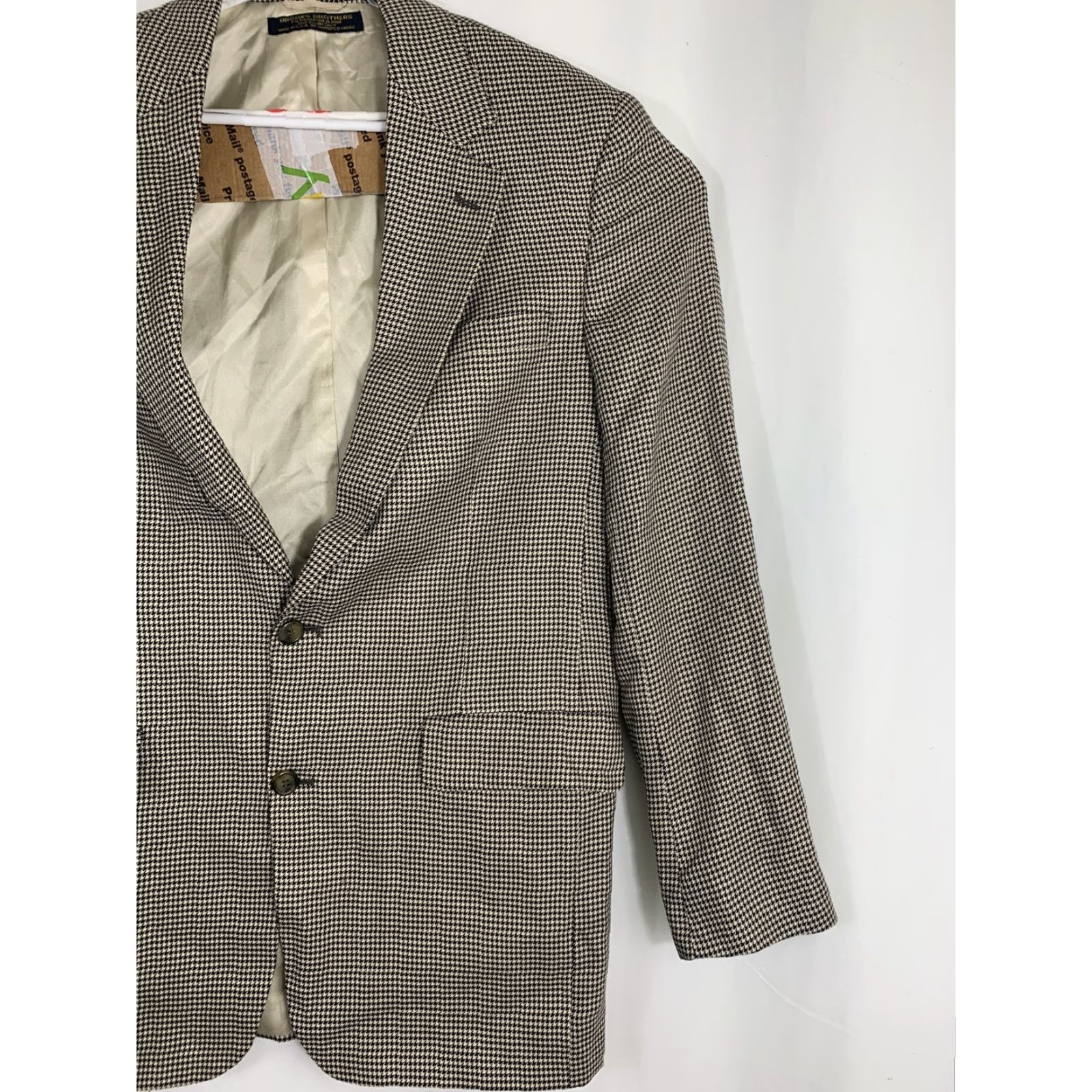 Brooks Brothers VINTAGE Brooks Brothers Tweed Wool Blazer Jacket Suit Coat Mens 40 L Brown Herringbone Two Button Size 40R - 3 Thumbnail