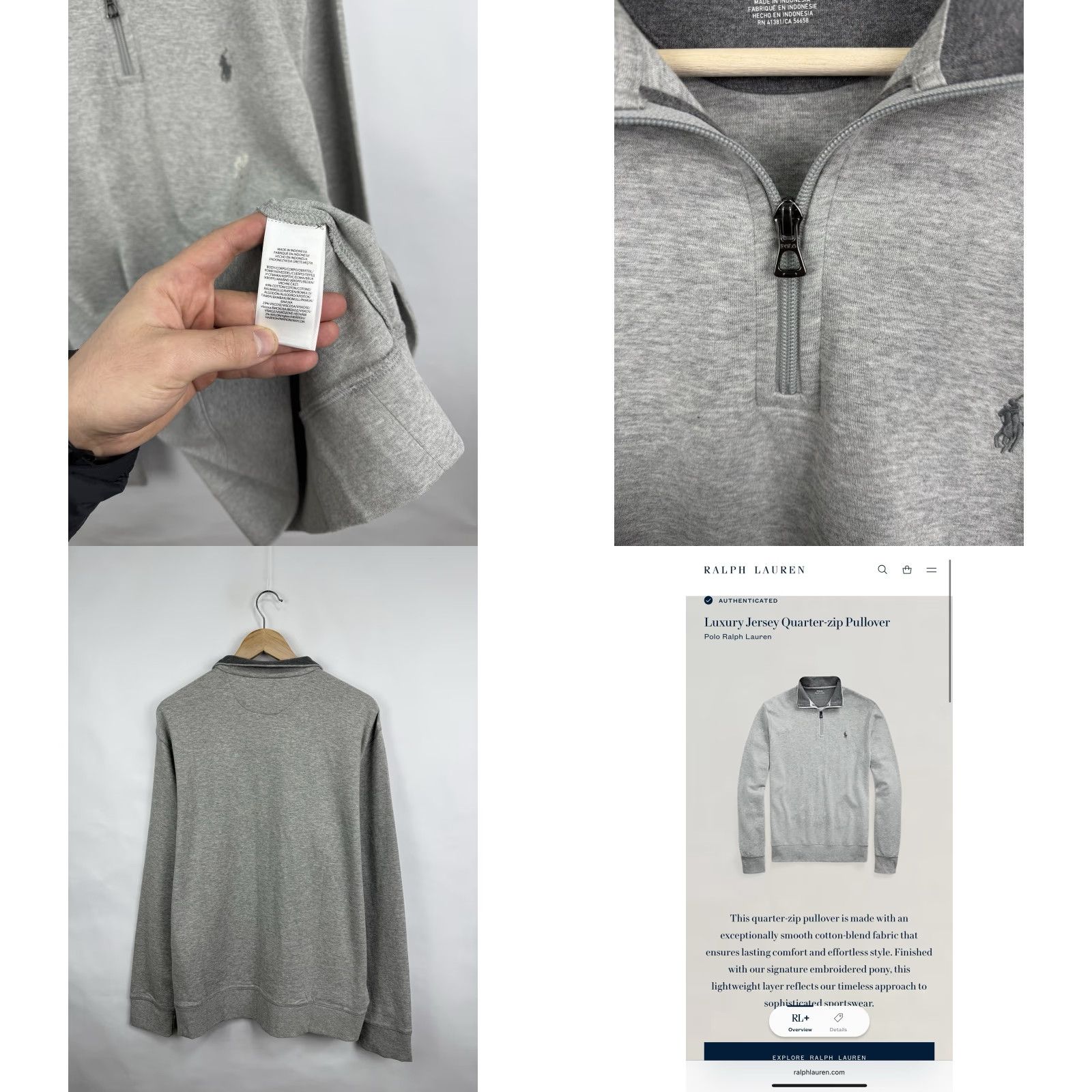 Ralph Lauren VINTAGE NWT Polo Ralph Lauren Luxury Jersey Quarter-zip Pullover Mens L Gray Sweater Size US L / EU 52-54 / 3 - 9 Thumbnail