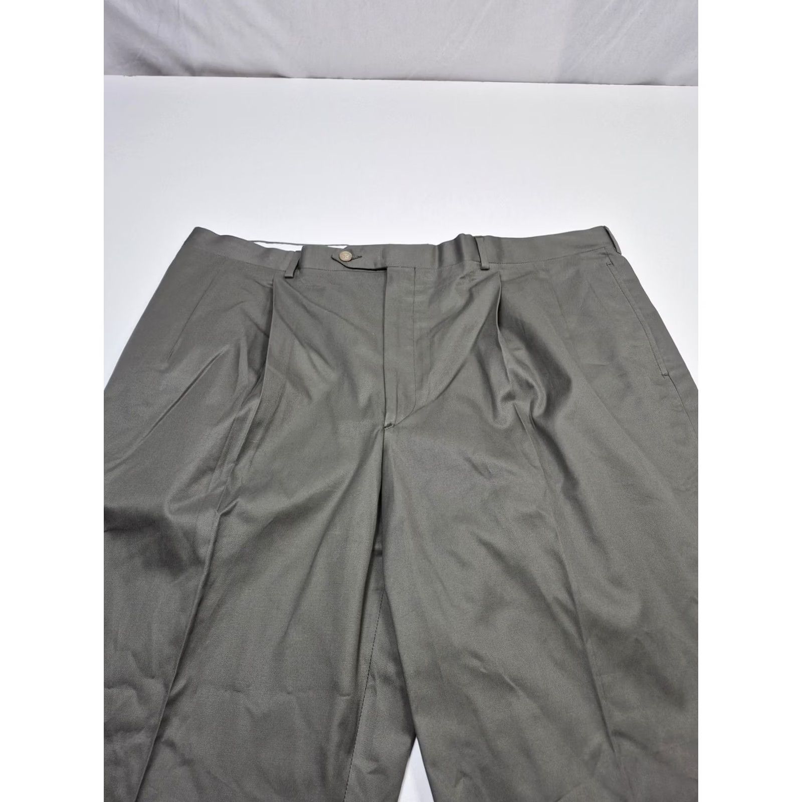 Vintage VTG Corbin Dress Pants Mens 44x36 Gray Cotton Pleated Straight Unhemmed USA Size US 44 / EU 60 - 2 Thumbnail