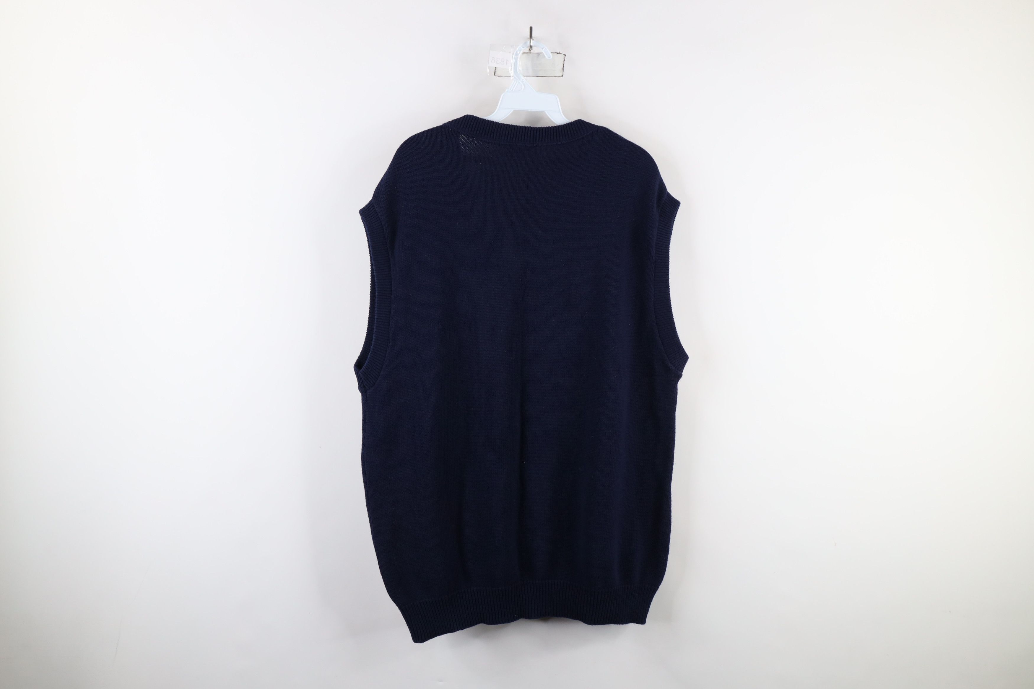 Vintage Vintage 90s Streetwear Cotton Knit Sweater Vest Blue USA Size US L / EU 52-54 / 3 - 6 Thumbnail