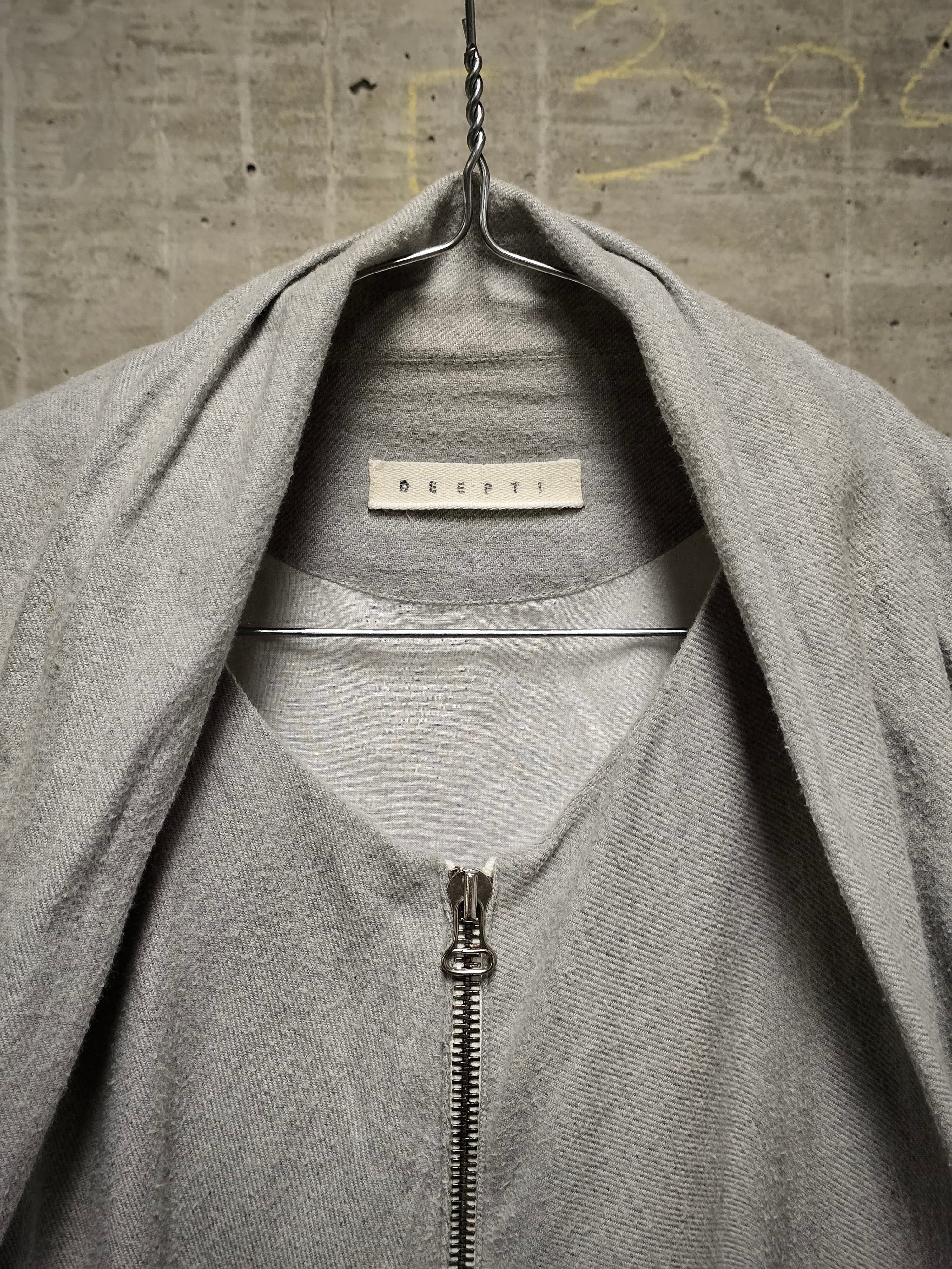 Deepti Deepti Light Grey Cotton Cocoon Bomber Jacket Size M / US 6-8 / IT 42-44 - 2 Thumbnail
