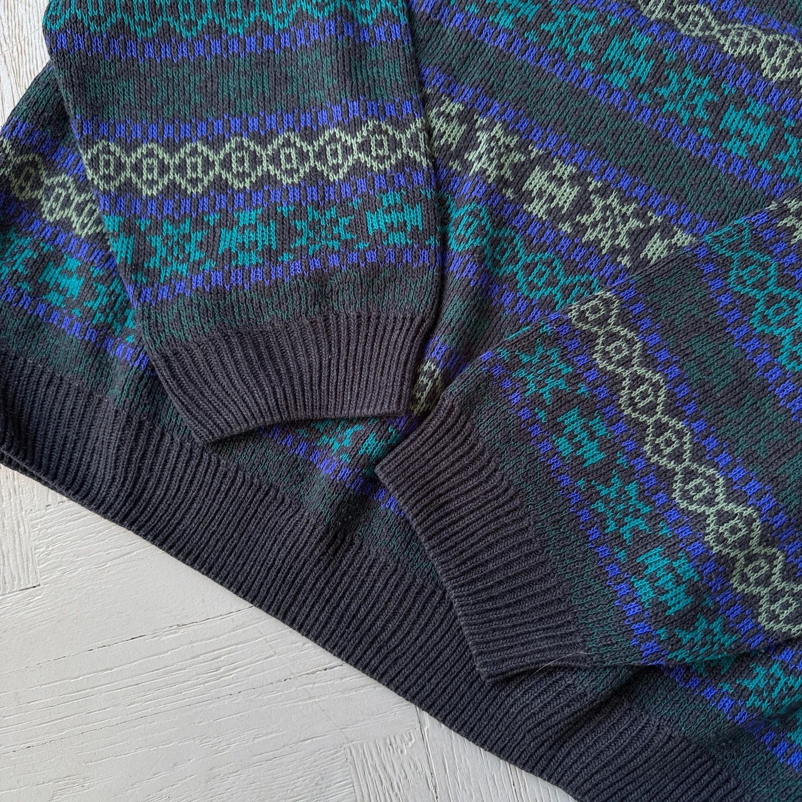 Vintage Luxury Chunky Knit Sweater Italian Wool Blend Purple Blue XL Size US XL / EU 56 / 4 - 5 Thumbnail