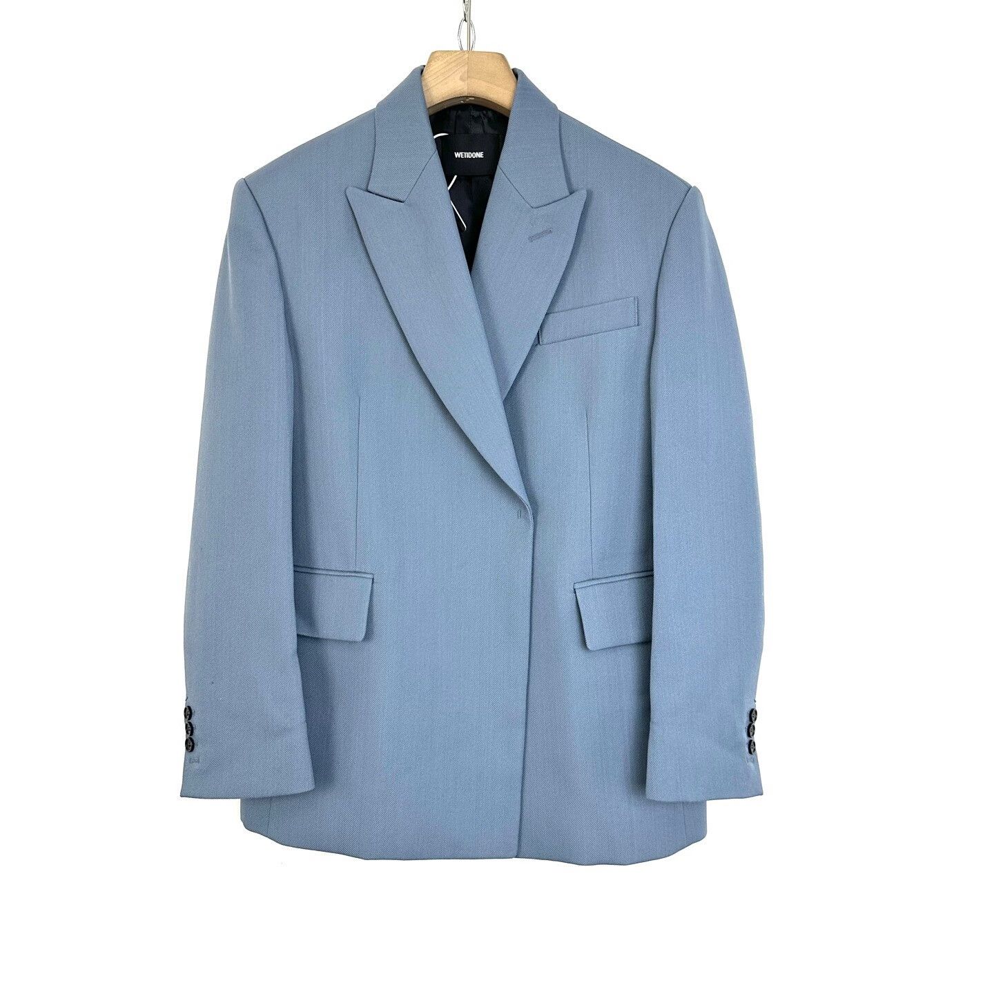 WE11DONE We11done Blue Embossed Logo Lapel Blazer Size XS / US 0-2 / IT 36-38 - 1 Thumbnail