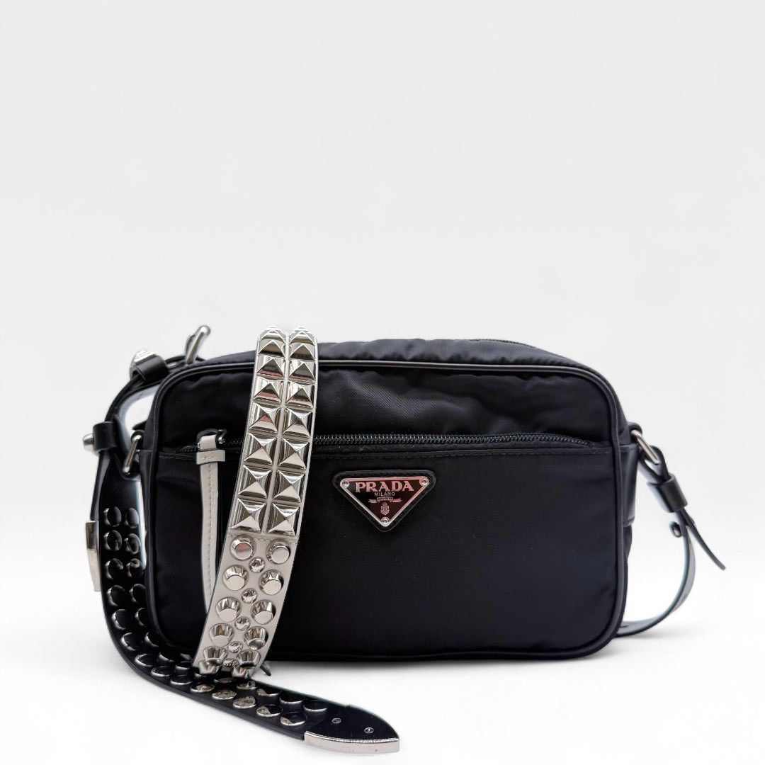 Prada Prada shoulderbag studded AW18 Nylon black white leather Size ONE SIZE - 1 Thumbnail