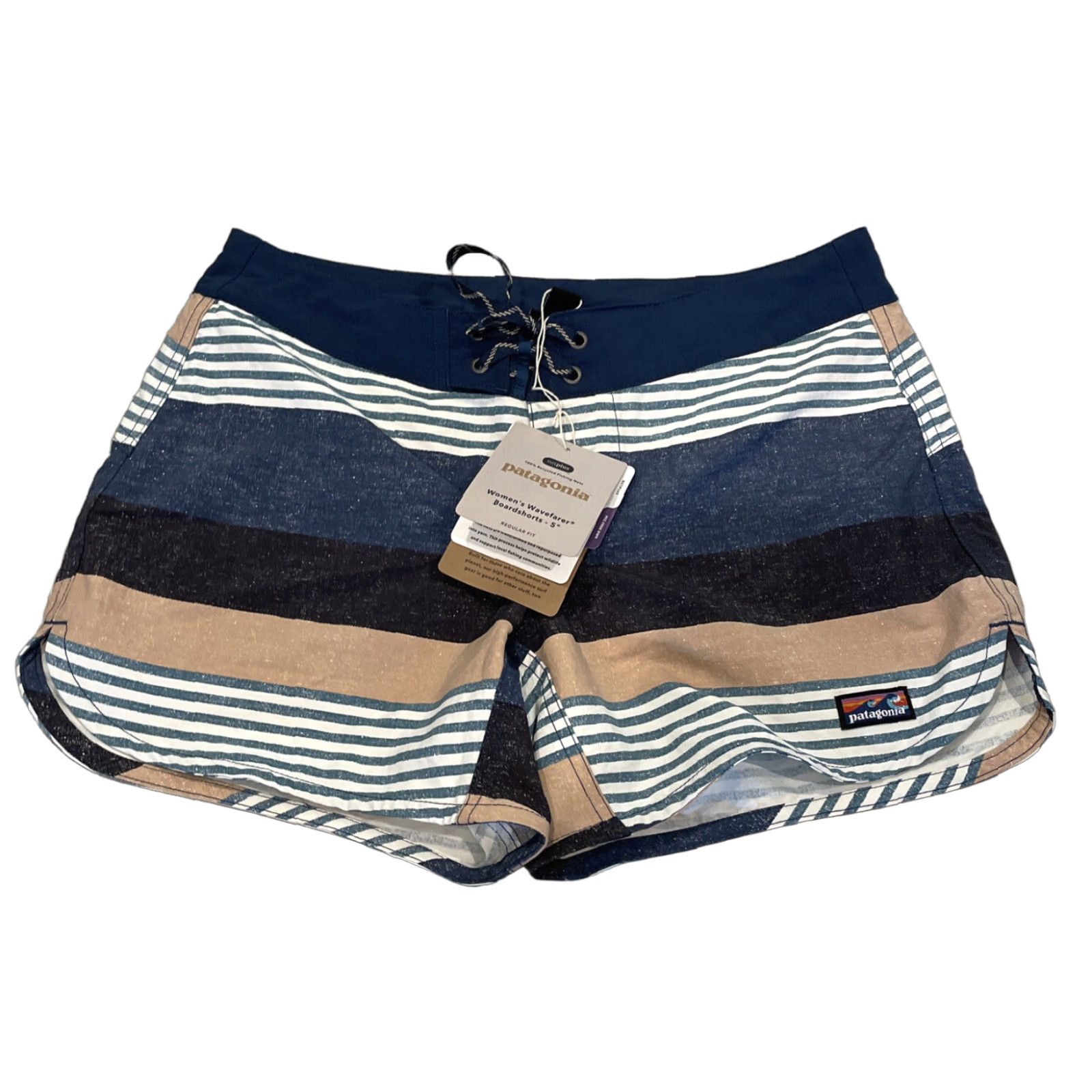 Patagonia Patagonia New Wavefarer W's Boardshorts 5" Stripe Texture Tidepool Blue Sz 2 Size 2 Activewear Board Shorts Football Style Size 26" / US 2 / IT 38 - 1 Thumbnail