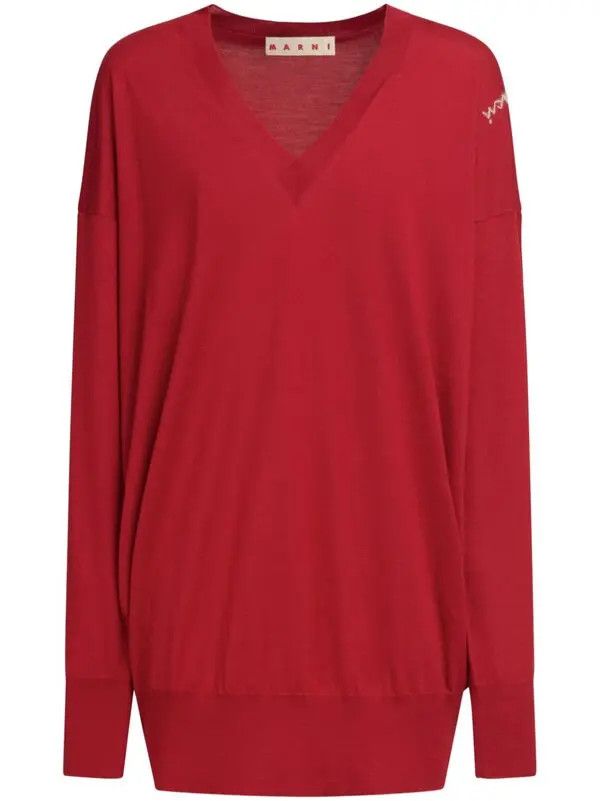 Marni o1w1db10426 V-Neck Jumper in Red Size XL / US 12-14 / IT 48-50 - 1 Thumbnail