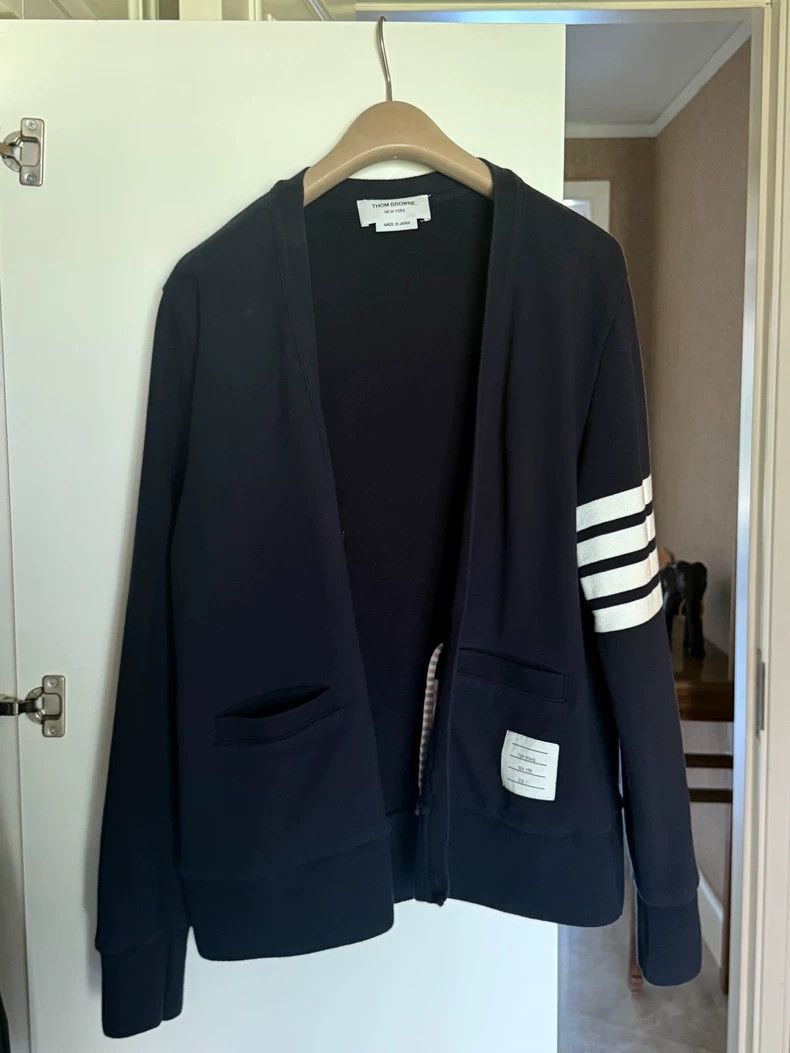Thom Browne Thom Browne size1 Classic four stripe V neck cotton spring Size US S / EU 44-46 / 1 - 1 Thumbnail