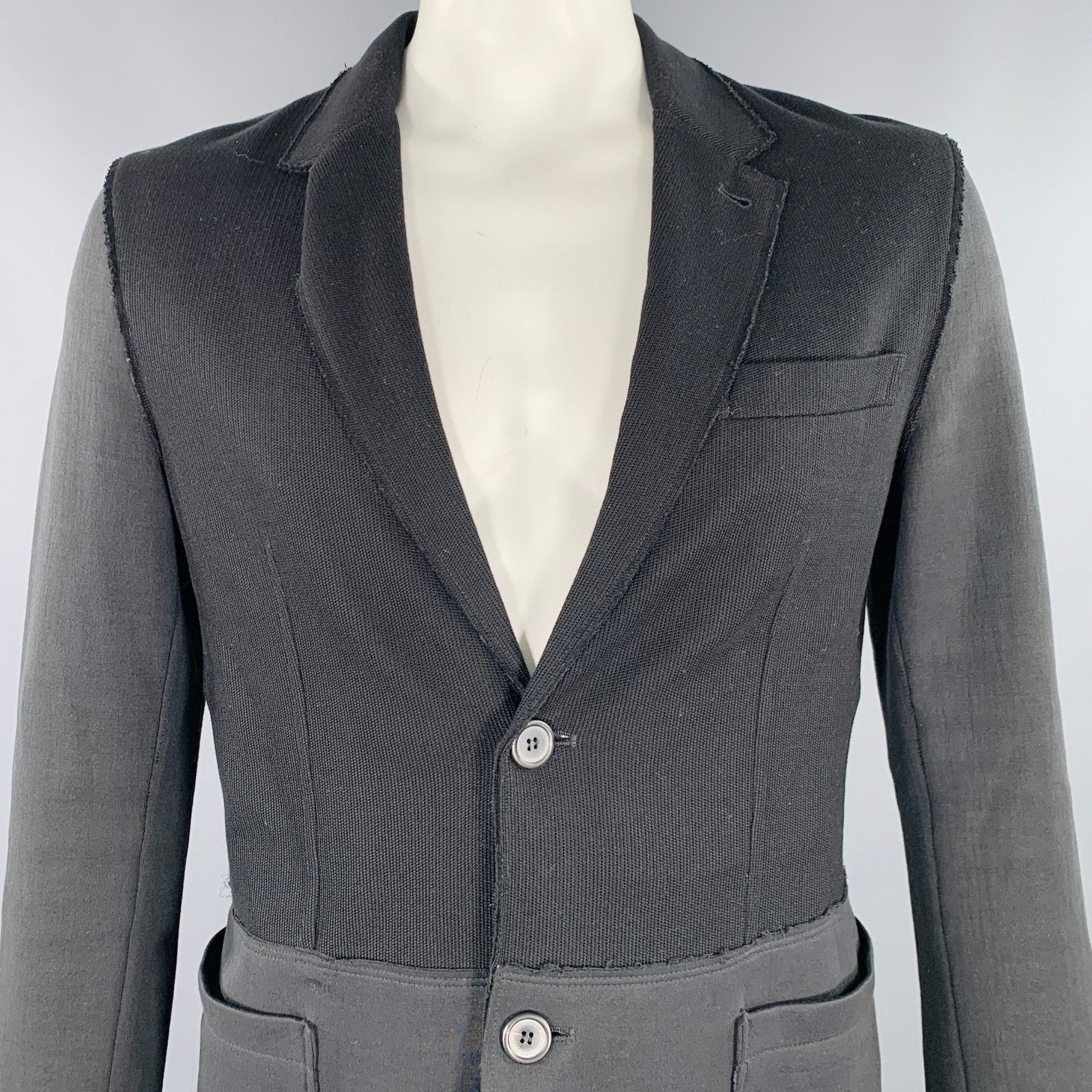 Lanvin Size 42 Black Mixed Fabrics Cotton Single breasted Jacket Size US L / EU 52-54 / 3 - 2 Thumbnail